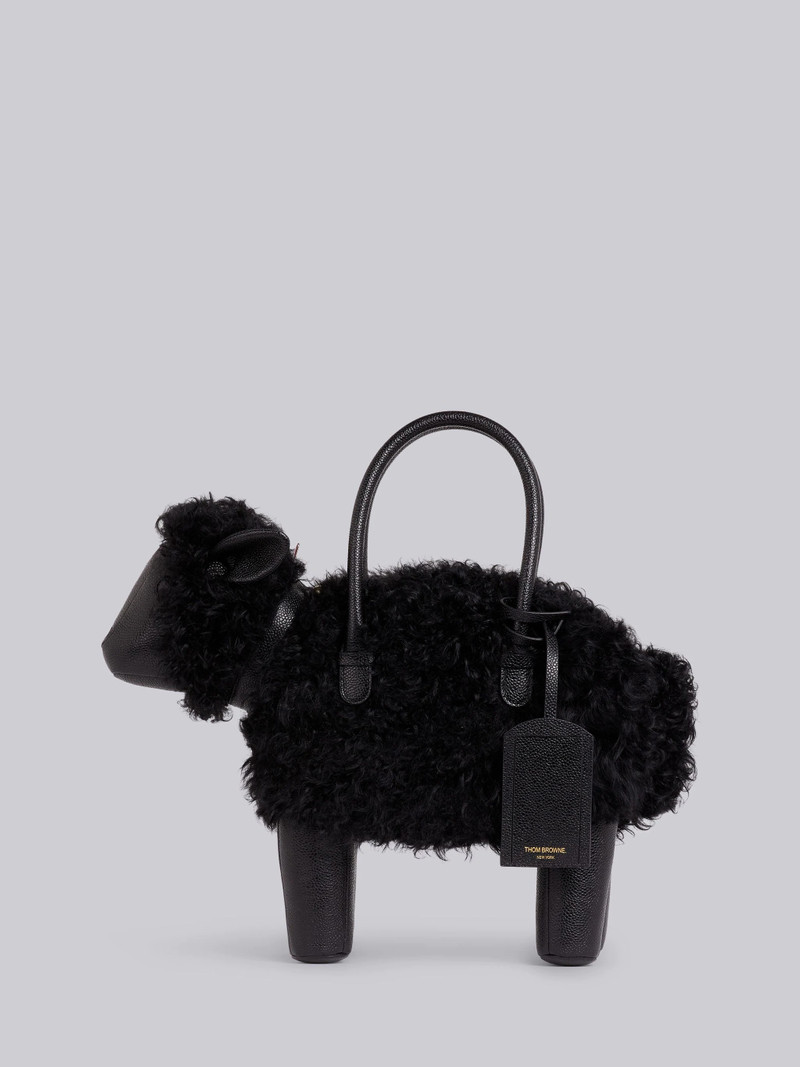 Black Pebbled Calfskin and Lambskin Covered Sheep Bag 1