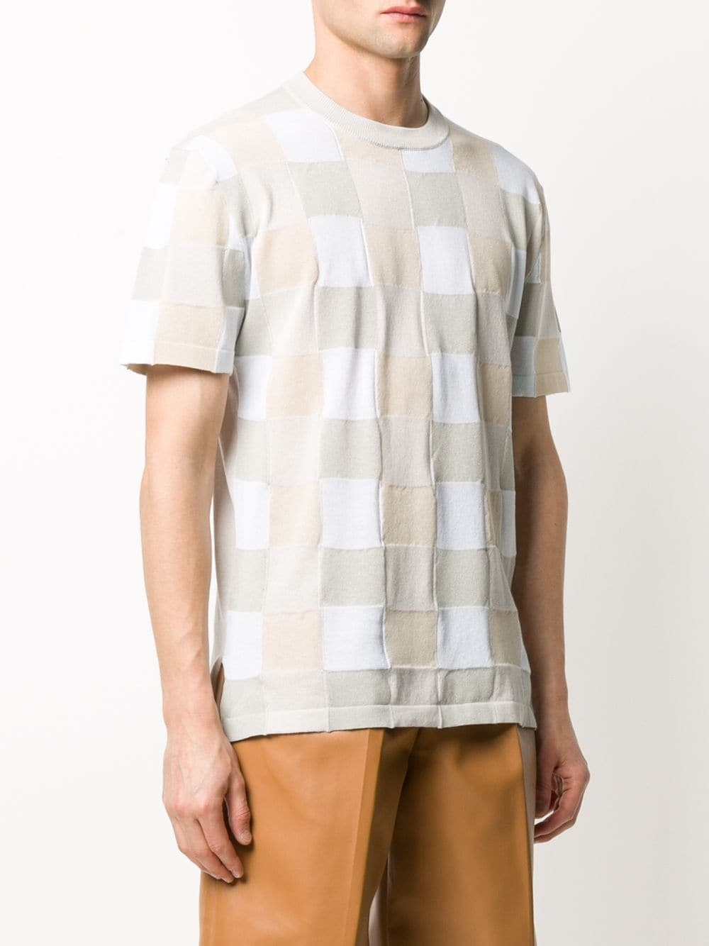 check pattern knitted T-shirt - 3