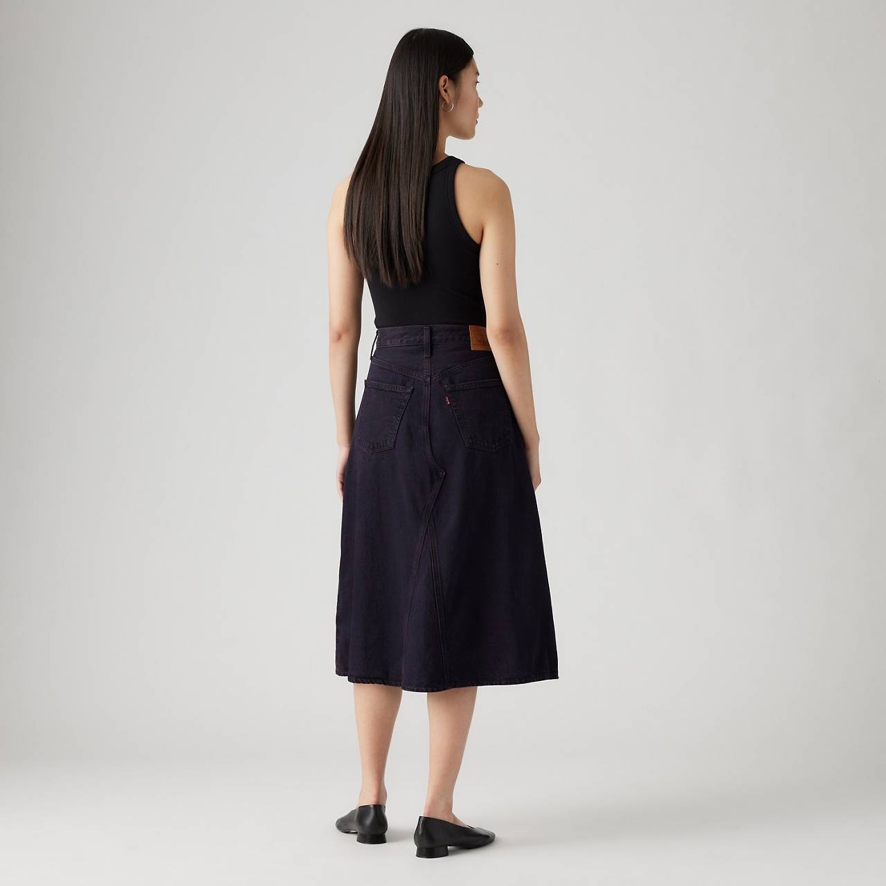 HIGH RISE A-LINE DECONSTRUCTED SKIRT - 5