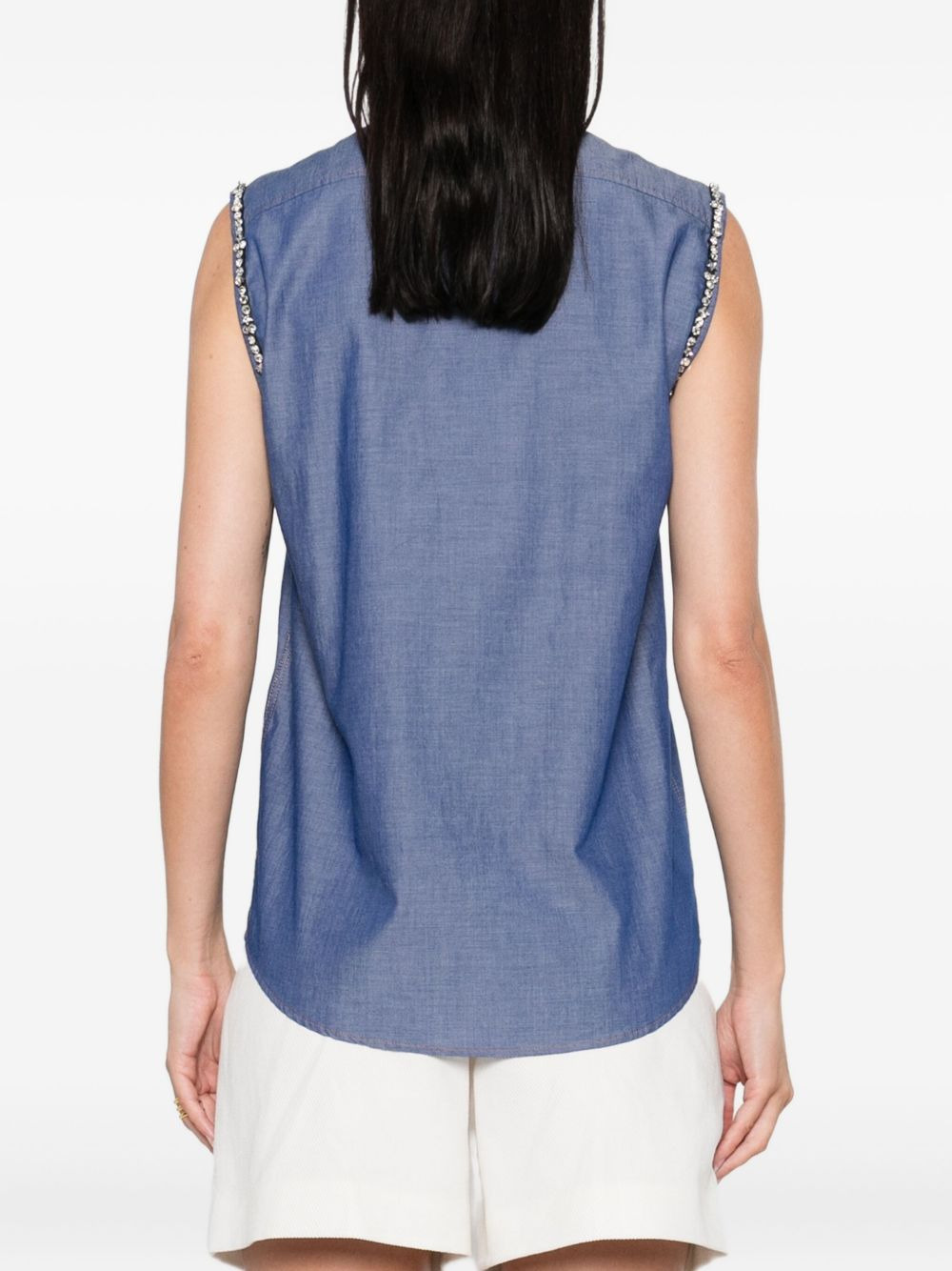 crystal-embellished sleeveless shirt - 4
