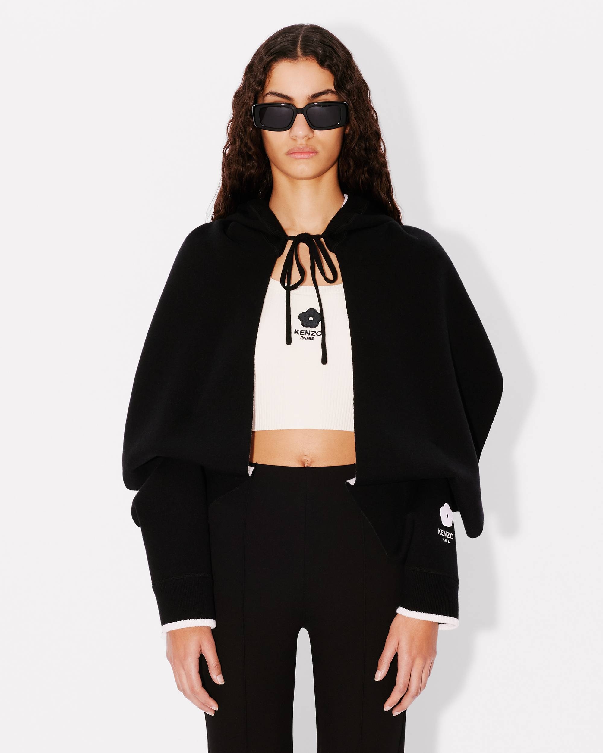 'KENZO Stamp' hooded scarf in wool and cotton - 3
