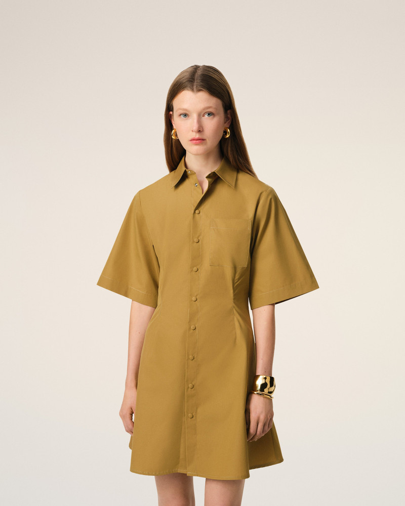 MUSTARD COTTON SHORT SLEEVE SHIRT DRESS 3