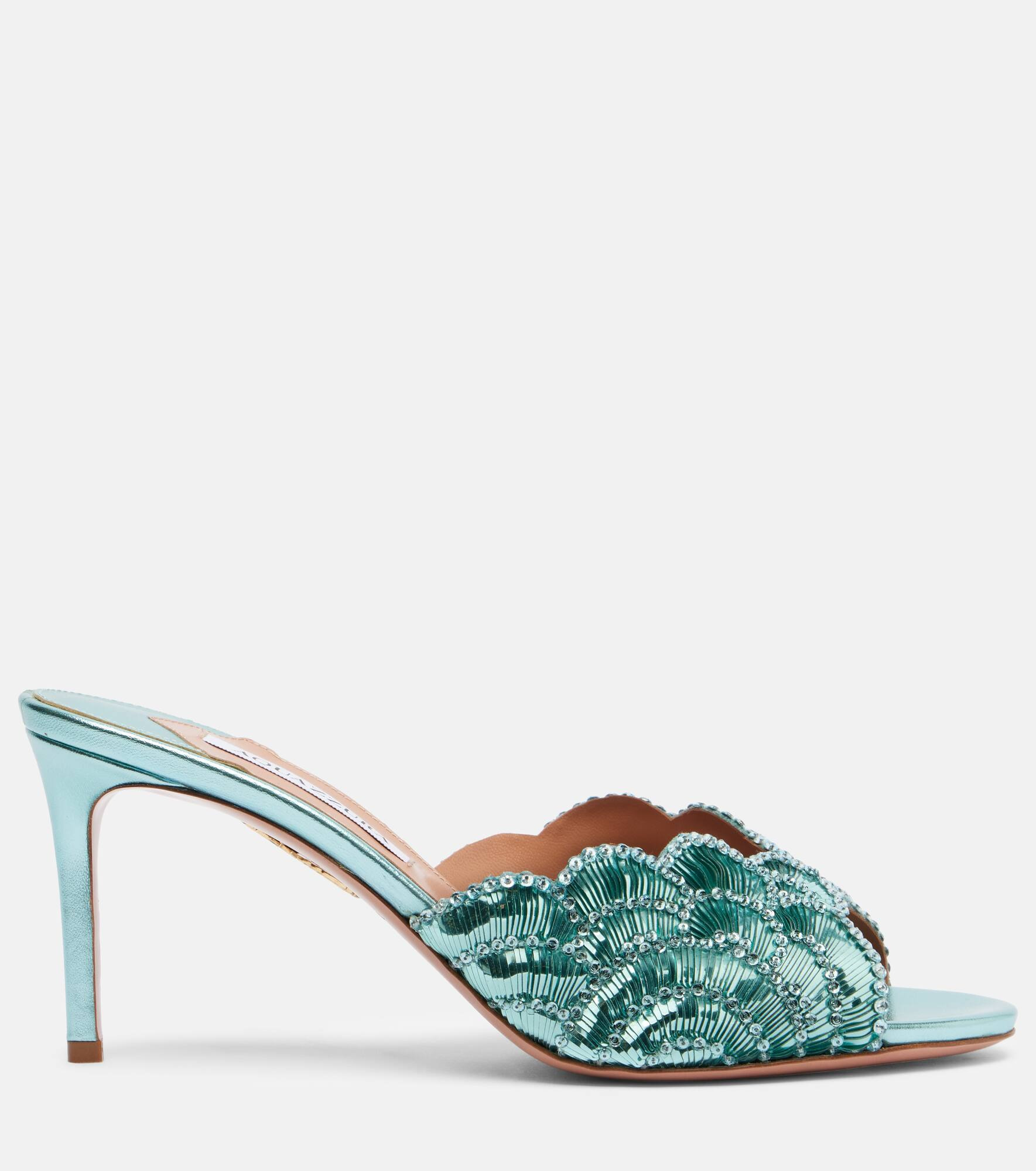 Ce Soir 75 sequined metallic leather mules - 4