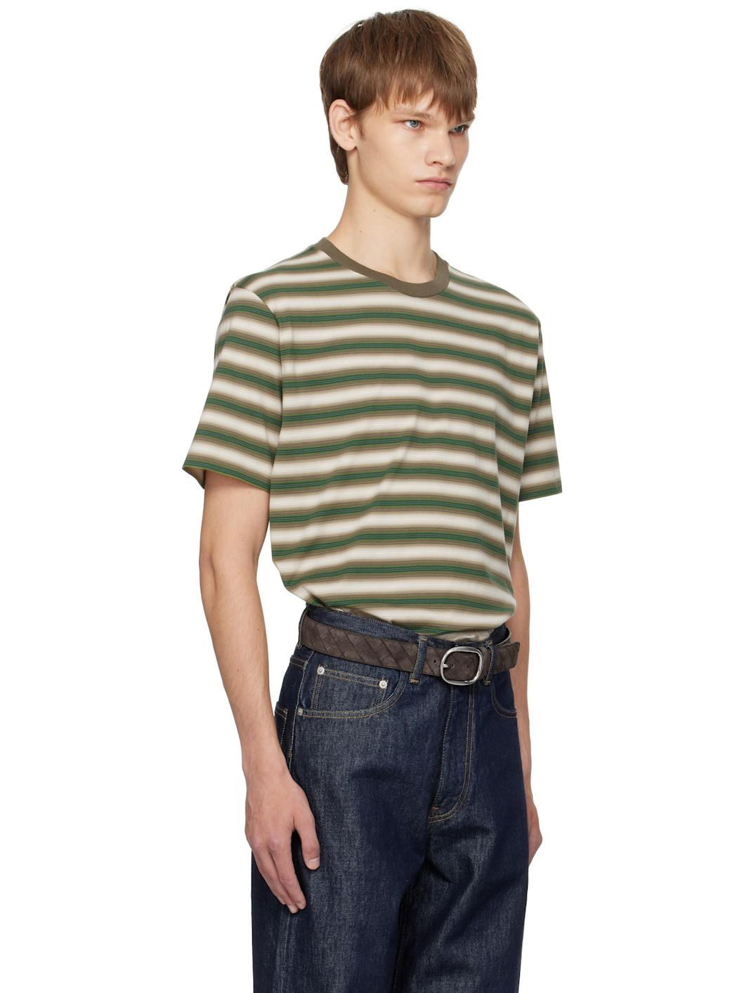 Brown & Green Gradient Stripe Jersey T-shirt - 2