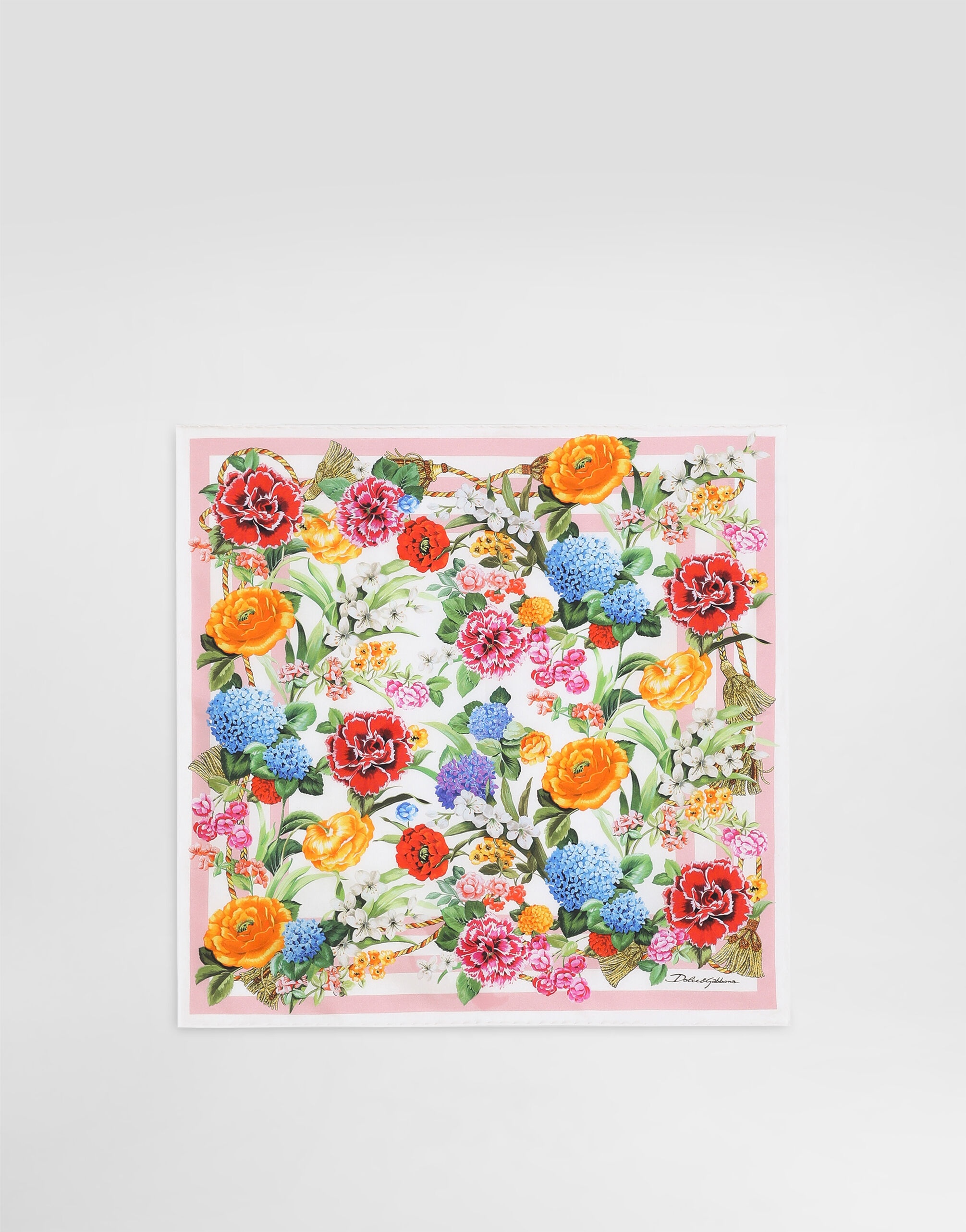 Floral-print silk twill foulard (50x50) - 1