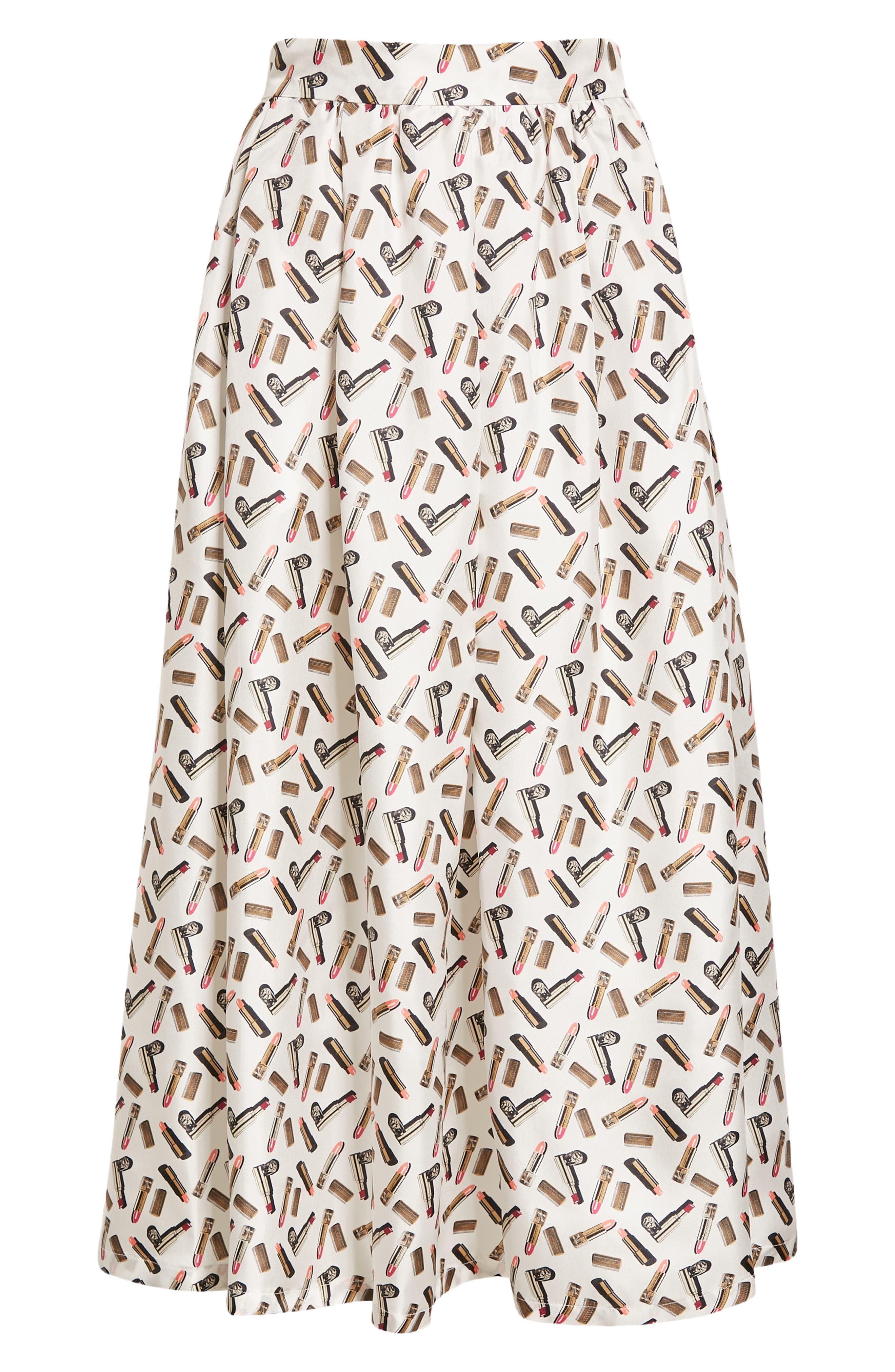 Max Mara Rotondo Lipstick Print Silk Skirt in White Black at Nordstrom, Size 4 - 6