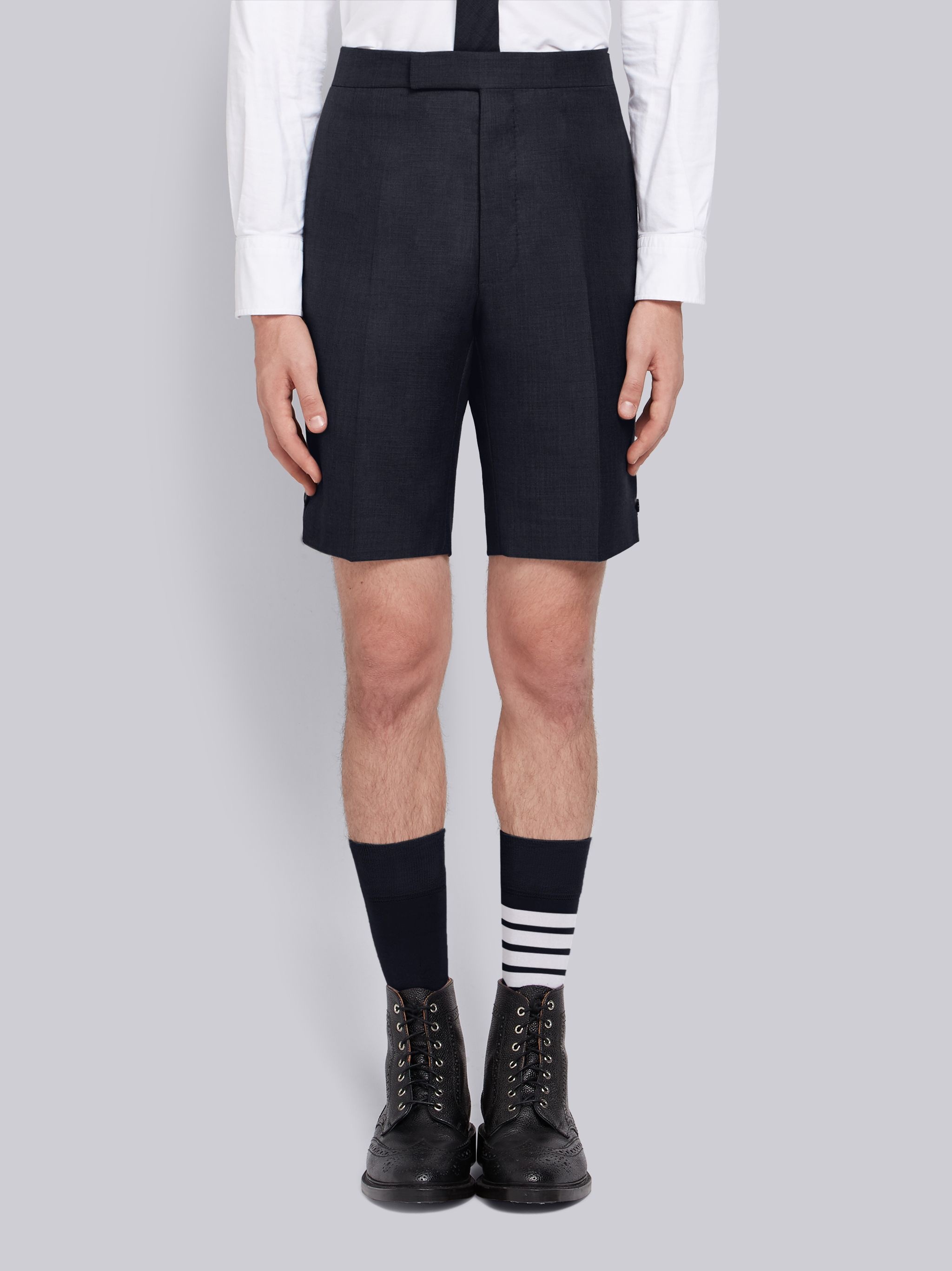 Navy Super 120's Wool Twill Classic Short - 1