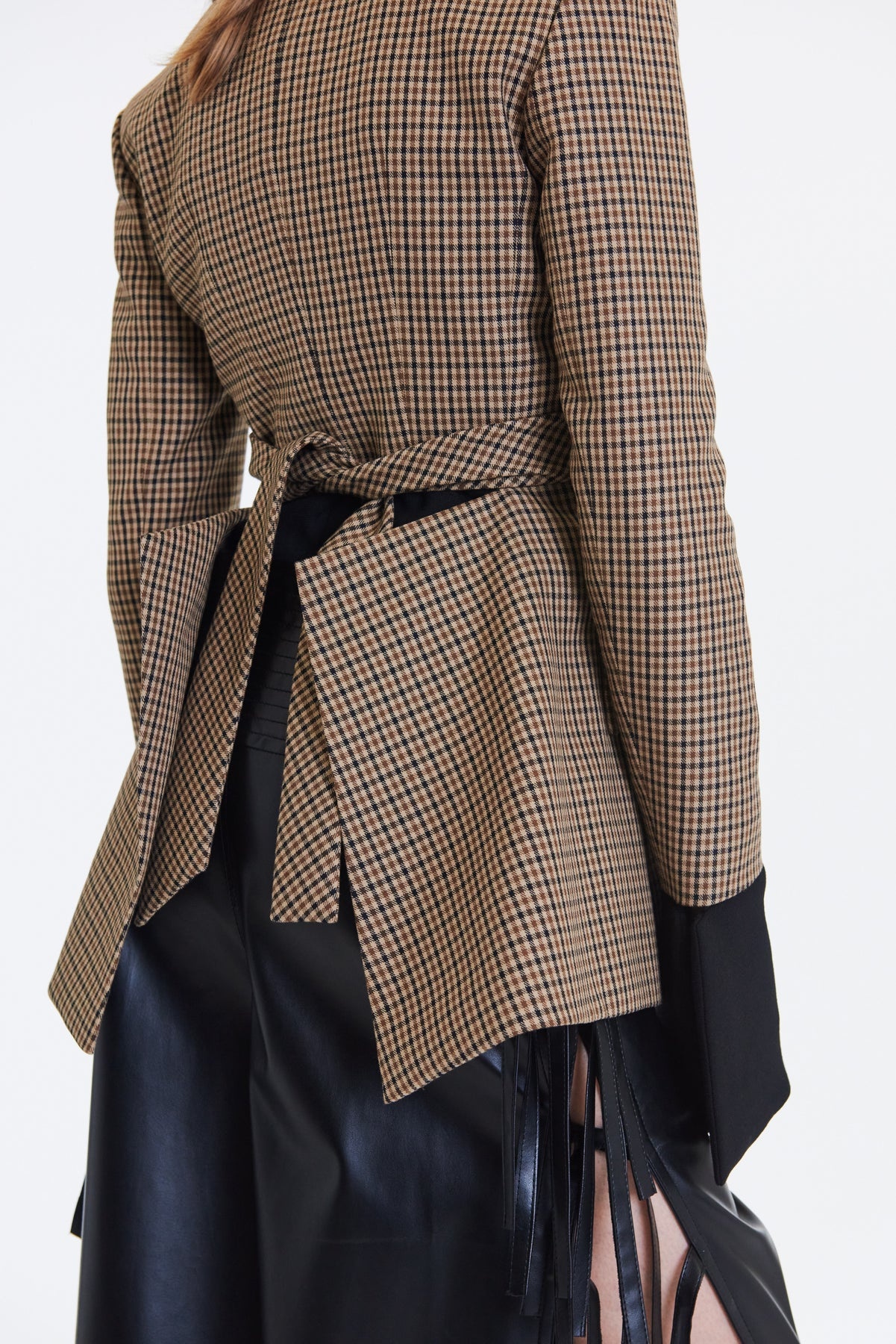 COLLARLESS DECONSTRUCTED JACKET GINGHAM - 7