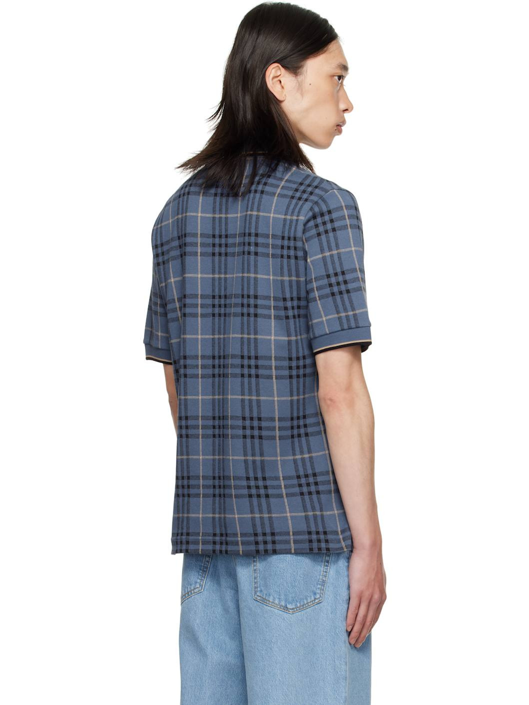 Navy Check Cotton Polo - 3