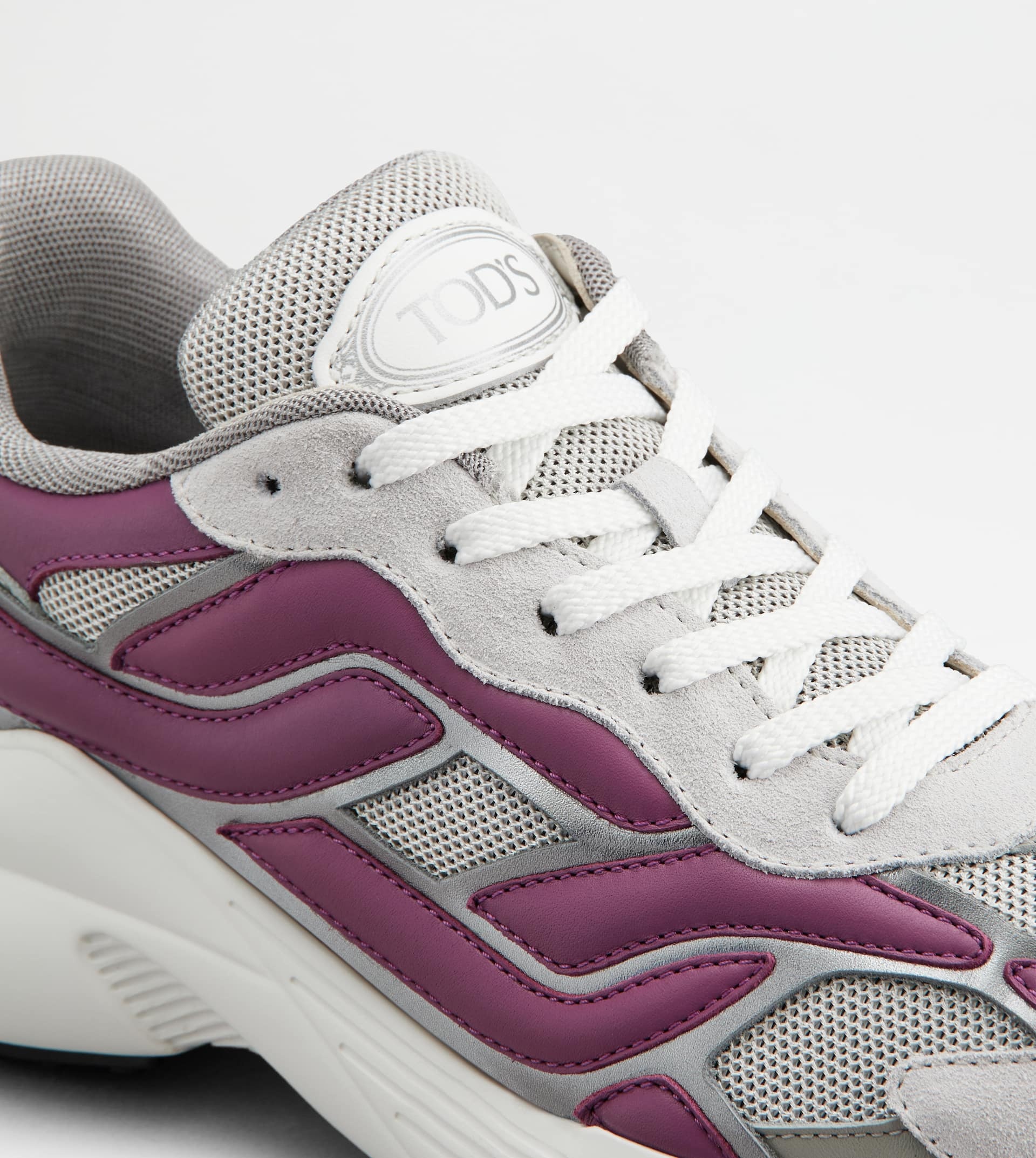 SNEAKERS IN LEATHER AND TECHNICAL FABRIC - PINK, GREY - 6