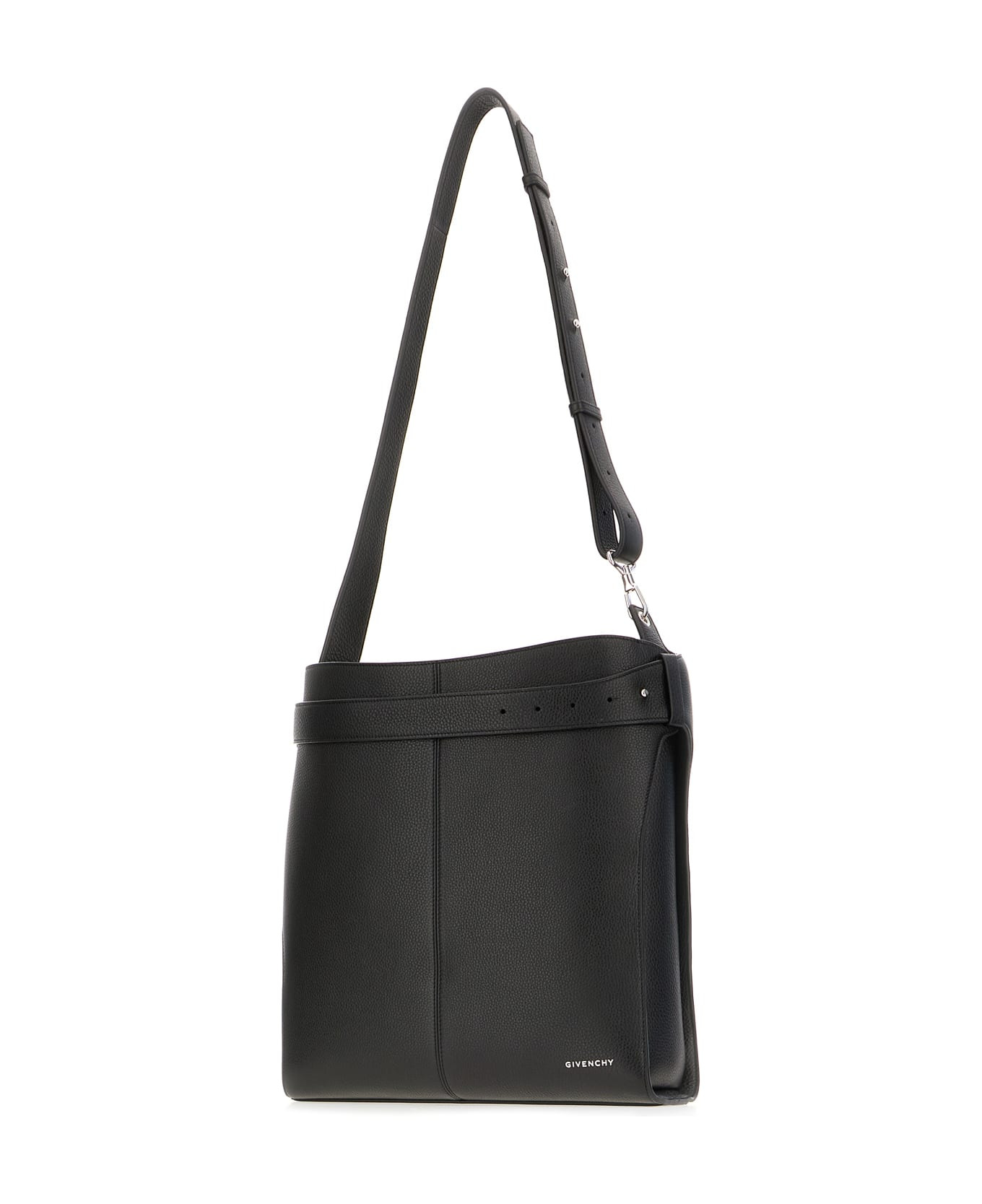 Black Leather Shopping Bag - 2