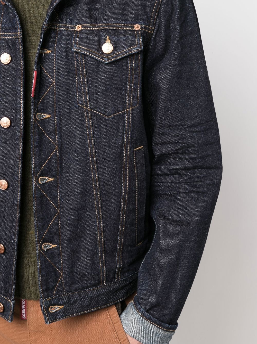 contrast-stitch denim jacket - 4