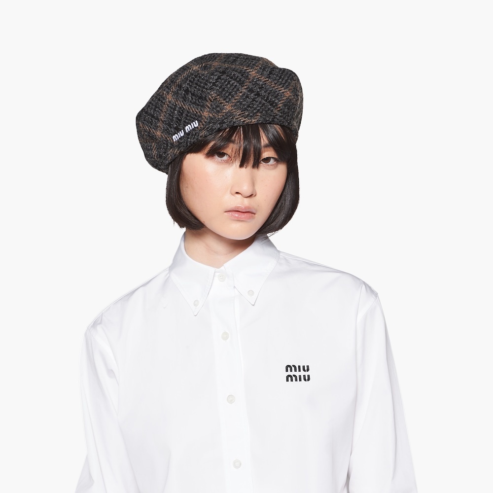 Plaid Shetland wool beret - 4