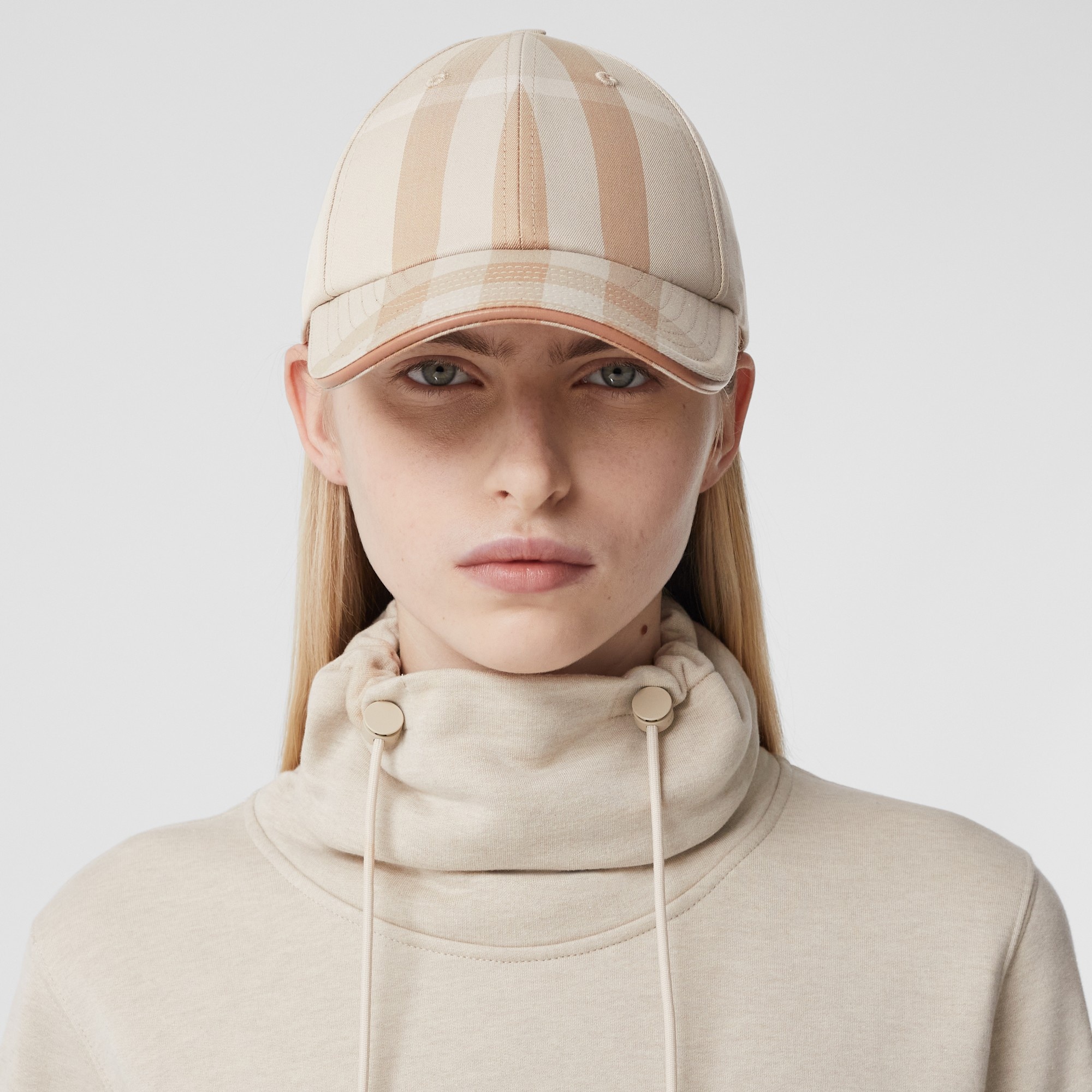 Logo Detail Check Cotton Baseball Cap - 2