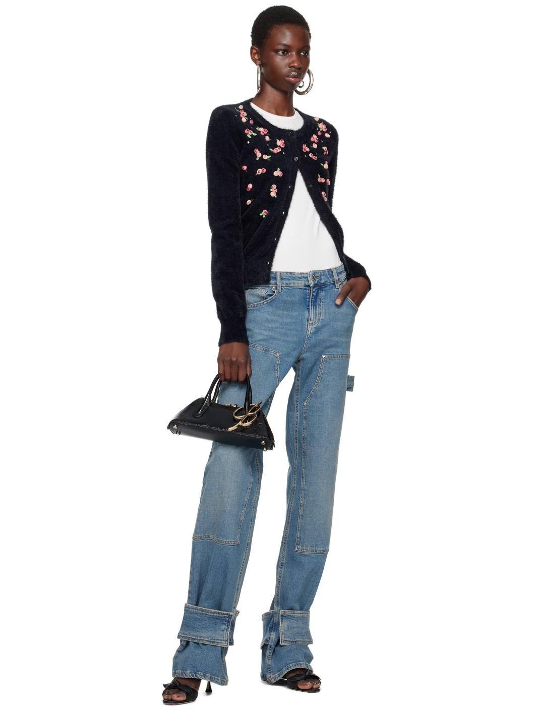 Black Embroidery Roses Cardigan - 4