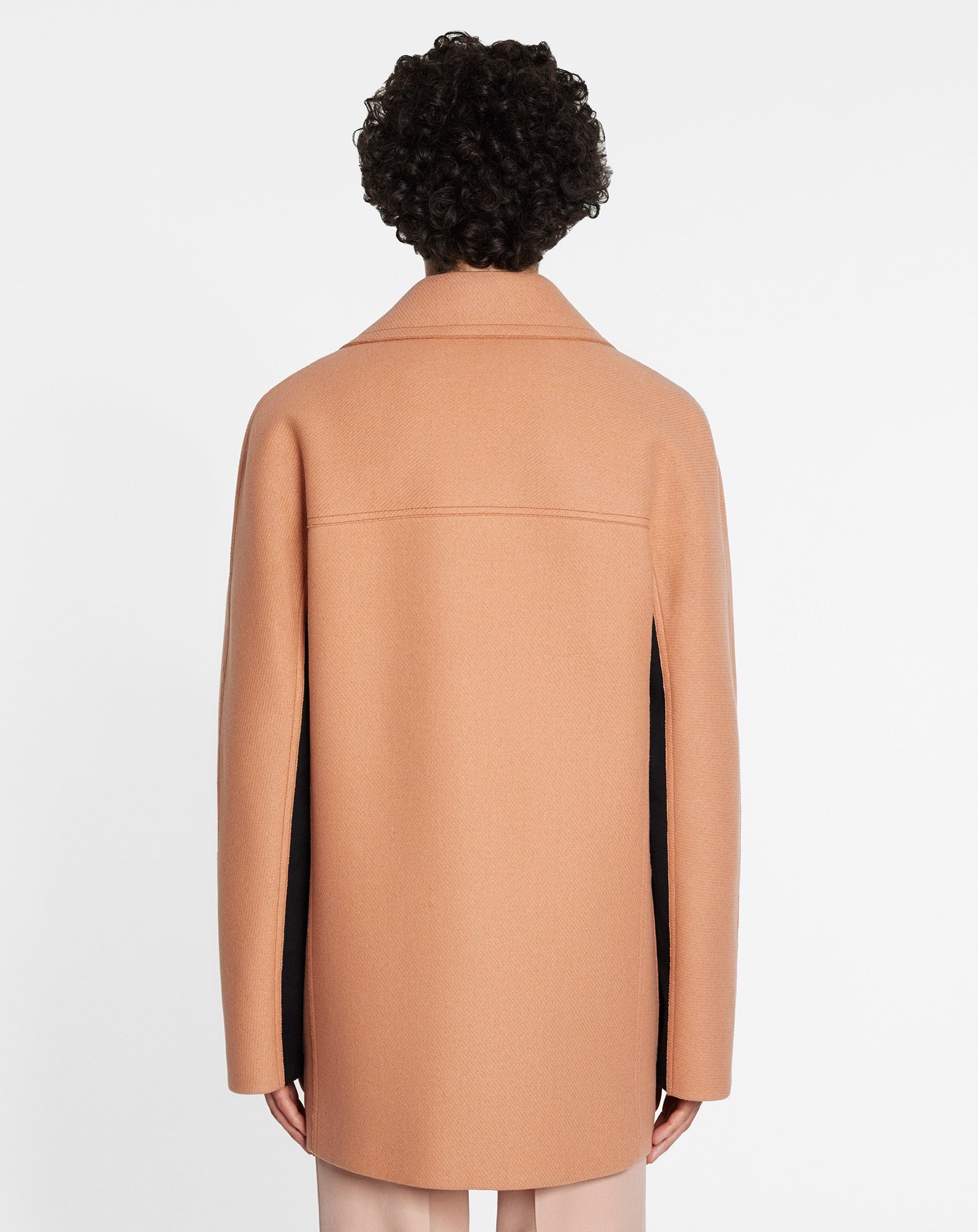 PEACOAT WITH CONTRASTING PANELS AND KIMONO SLEEVES - 4