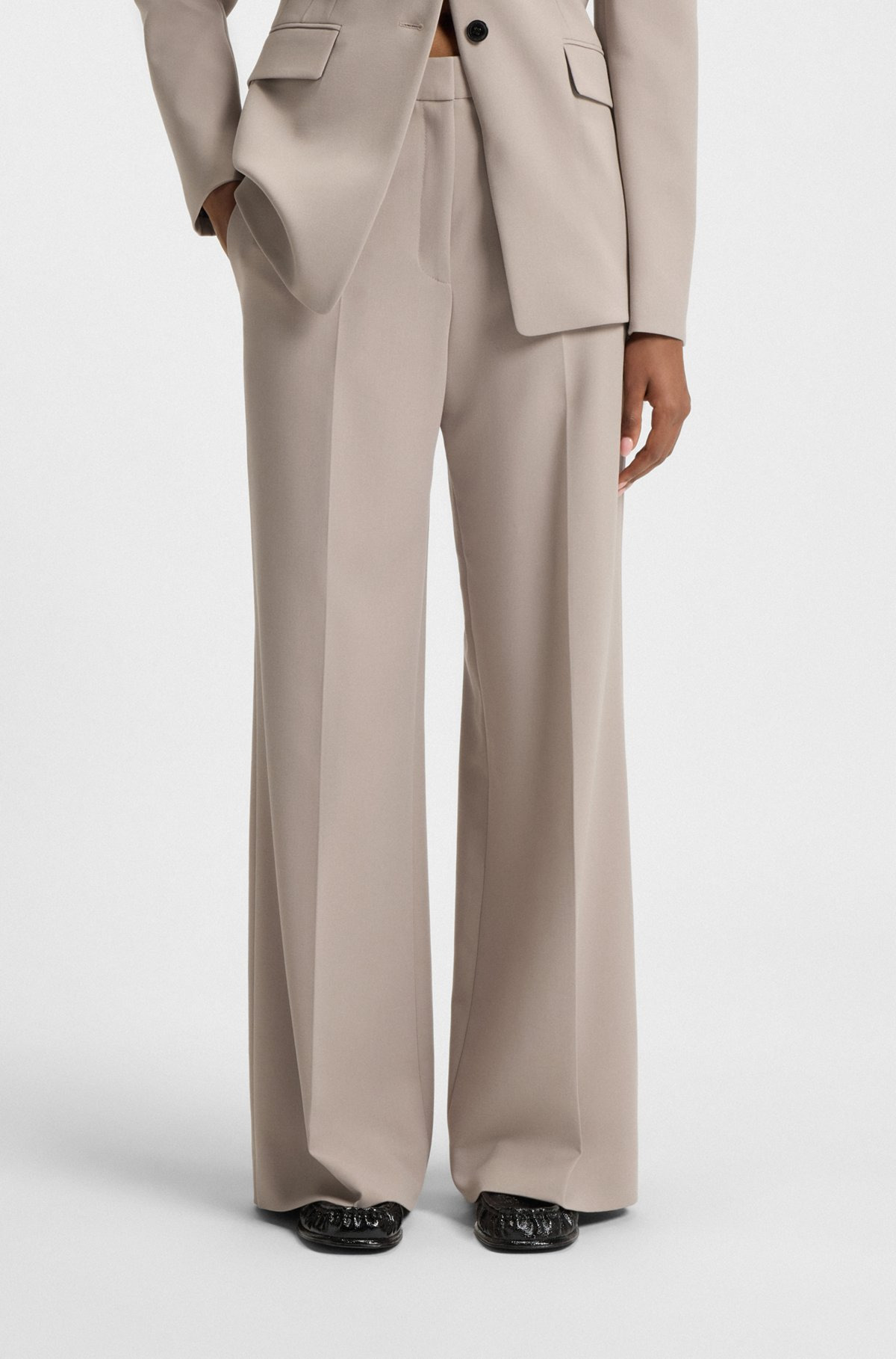 REGULAR-FIT PANTS WITH WIDE LEG IN STRETCH FABRIC - 2