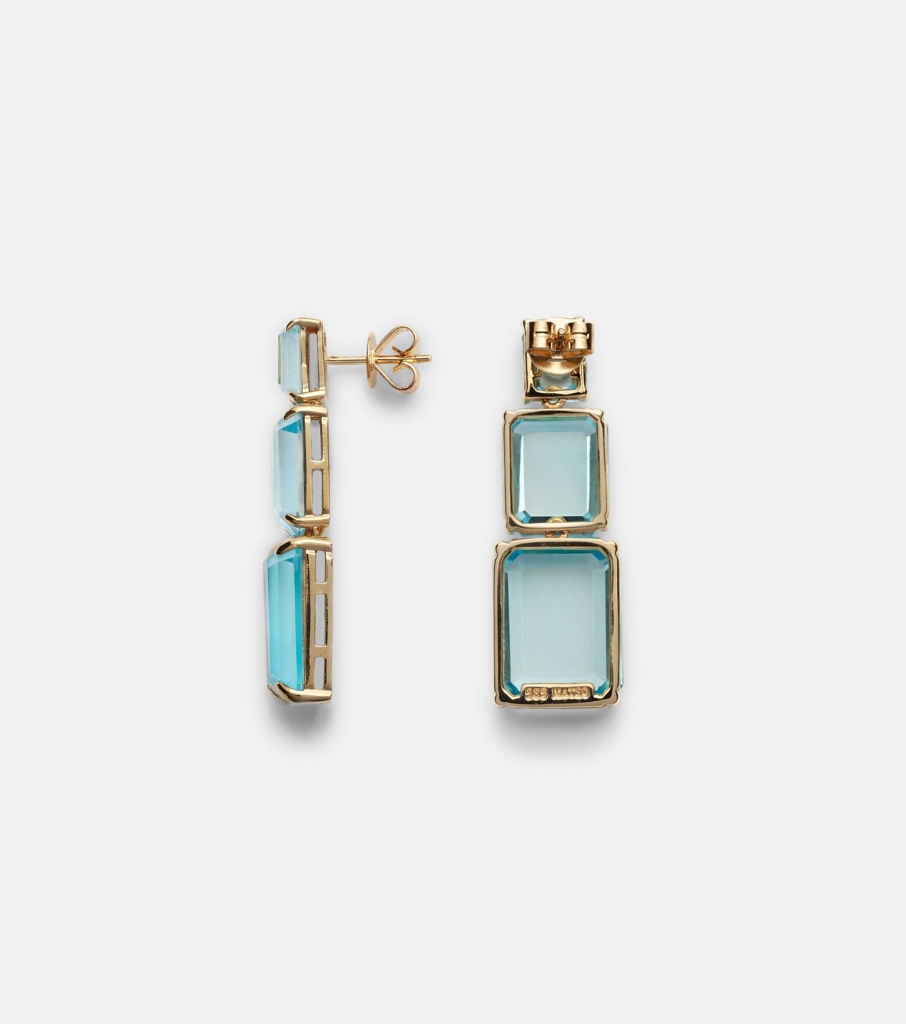 Arithmetic Composition 14kt gold drop earrings with topaz - 4