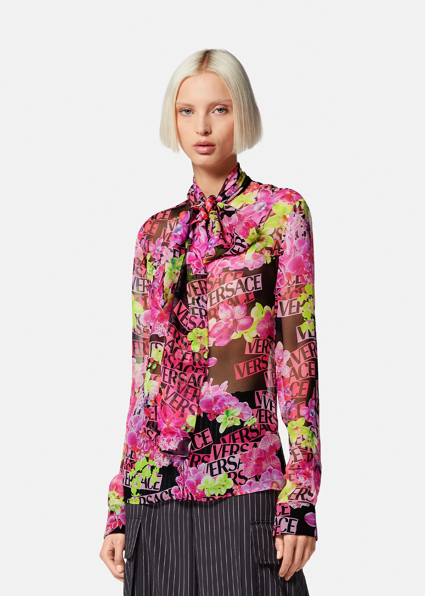 Logo Orchid Silk Shirt - 3