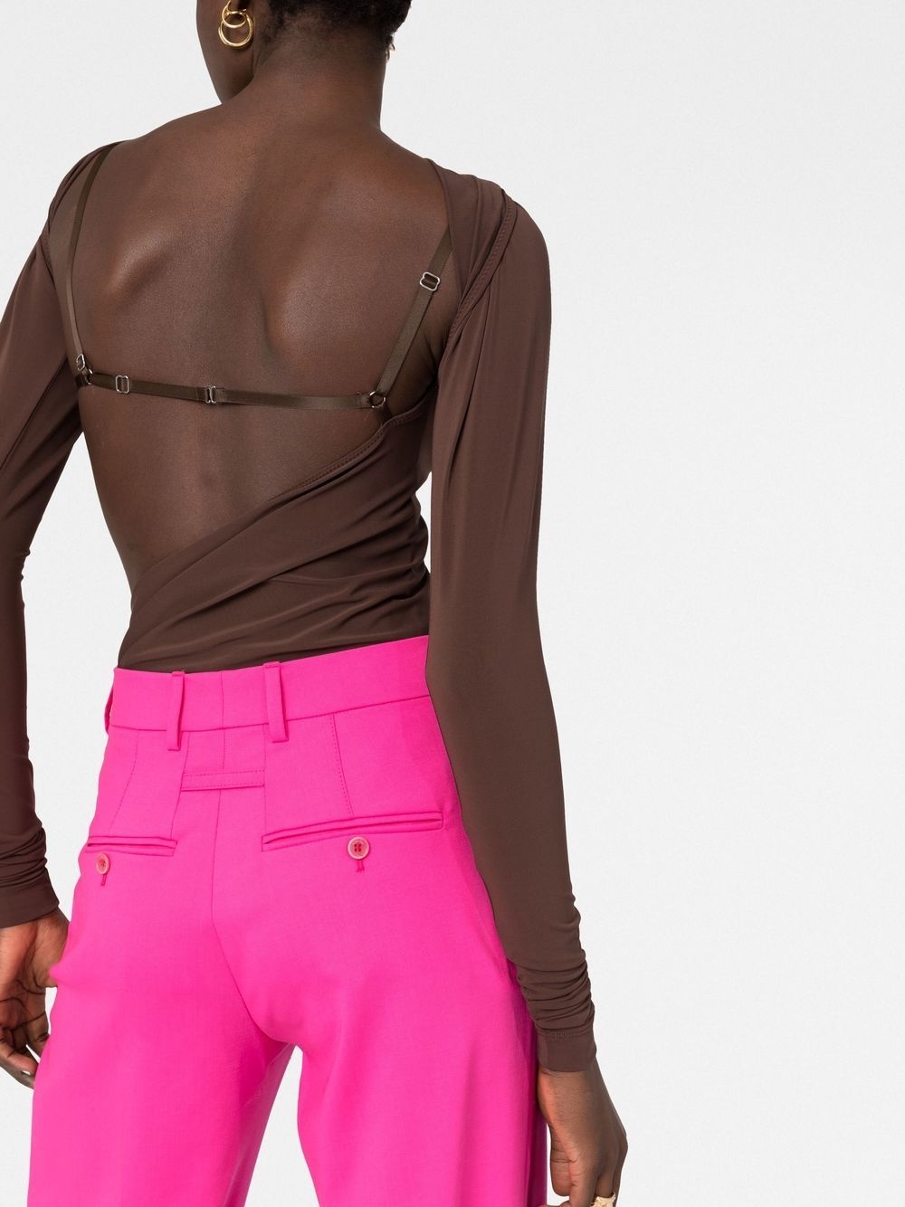asymmetric cropped bodysuit - 3