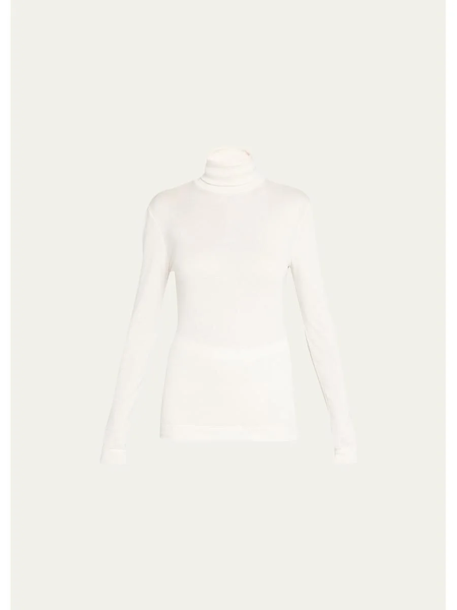 Silk-Cashmere Turtleneck Top - 1