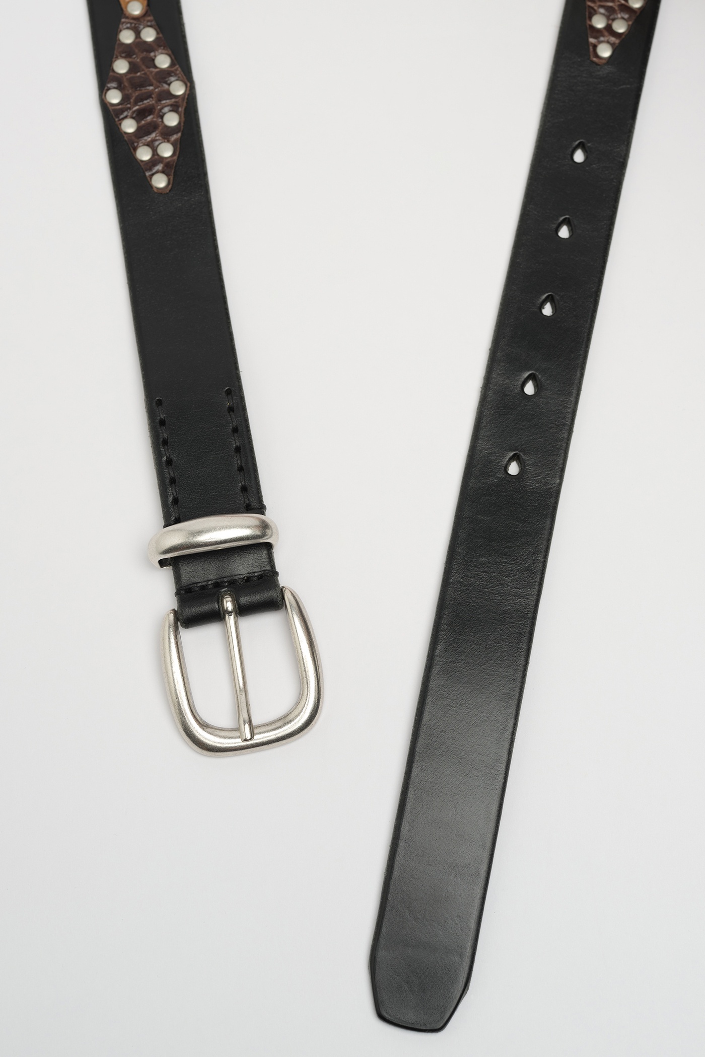 3 CM Patched Belt Black Bridle Leather - 3
