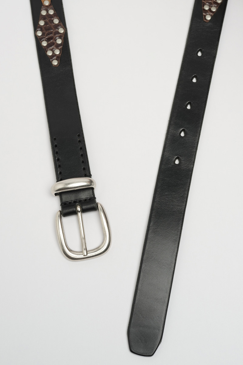3 CM Patched Belt Black Bridle Leather 3