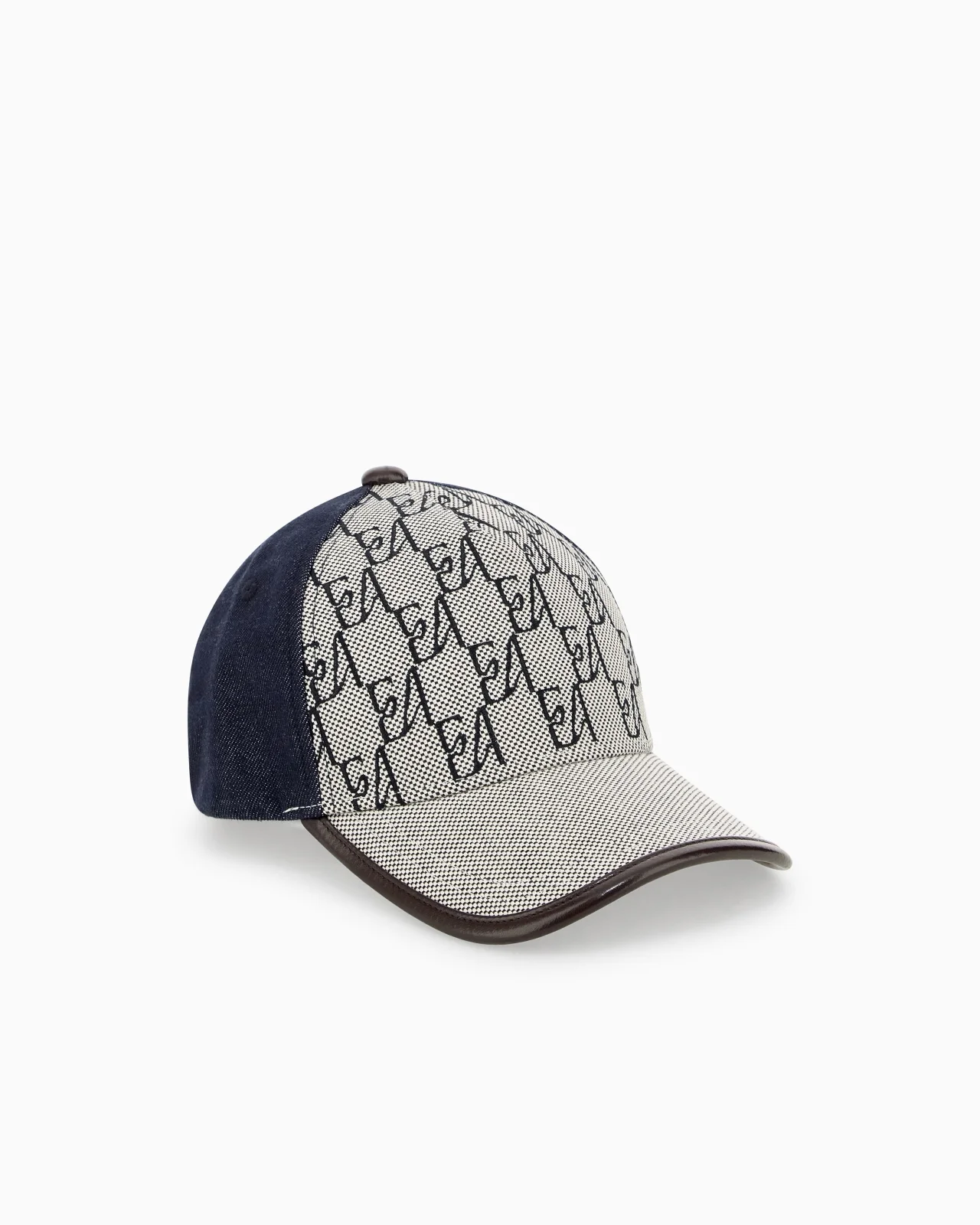 BASEBALL HAT WITH A MONOGRAM PATTERN AND ADJUSTABLE STRAP - 1