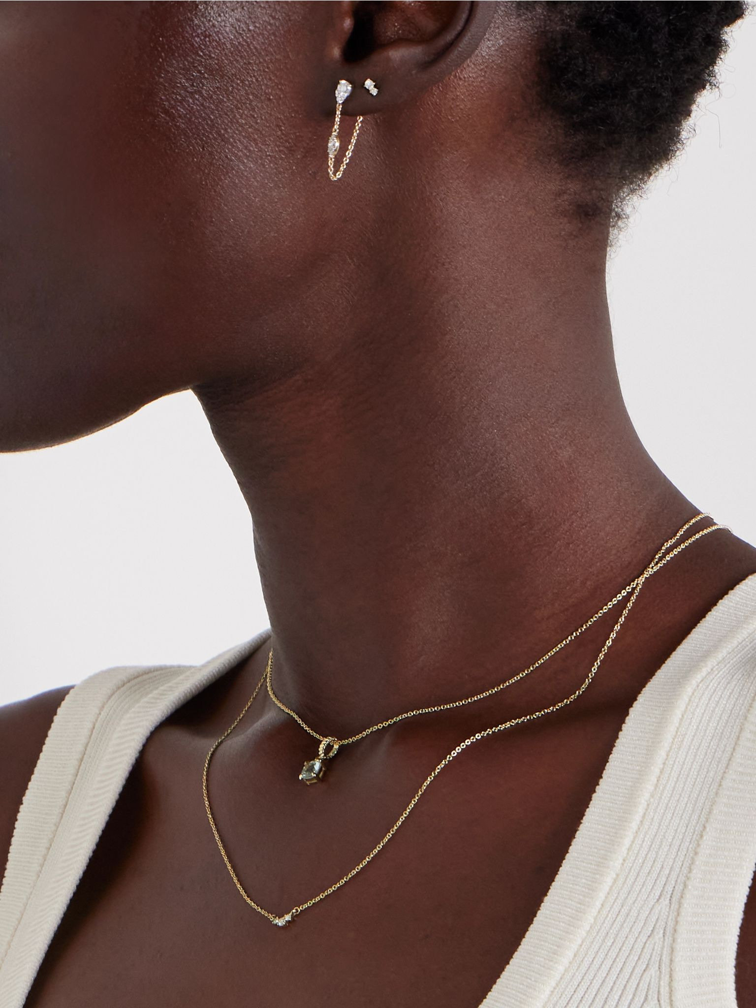 Dainty Trio 14-karat gold diamond necklace Gold - 5