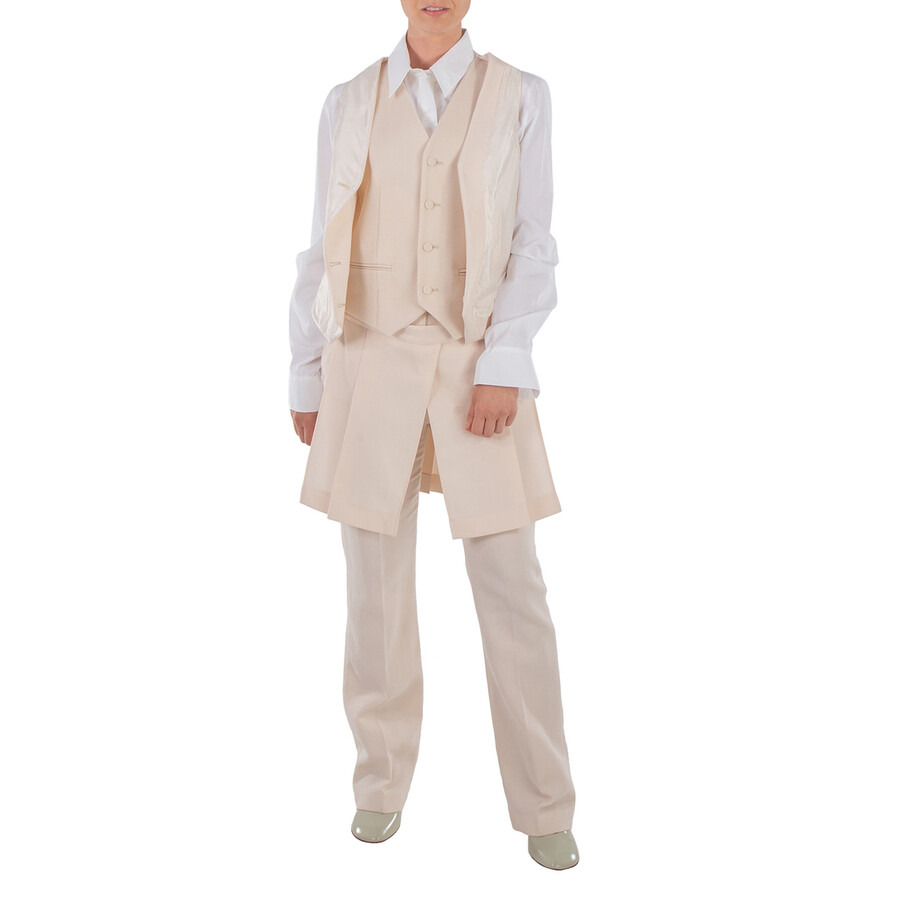 Fendi Grain De Poud Pleated Panel Wool Pants - 5