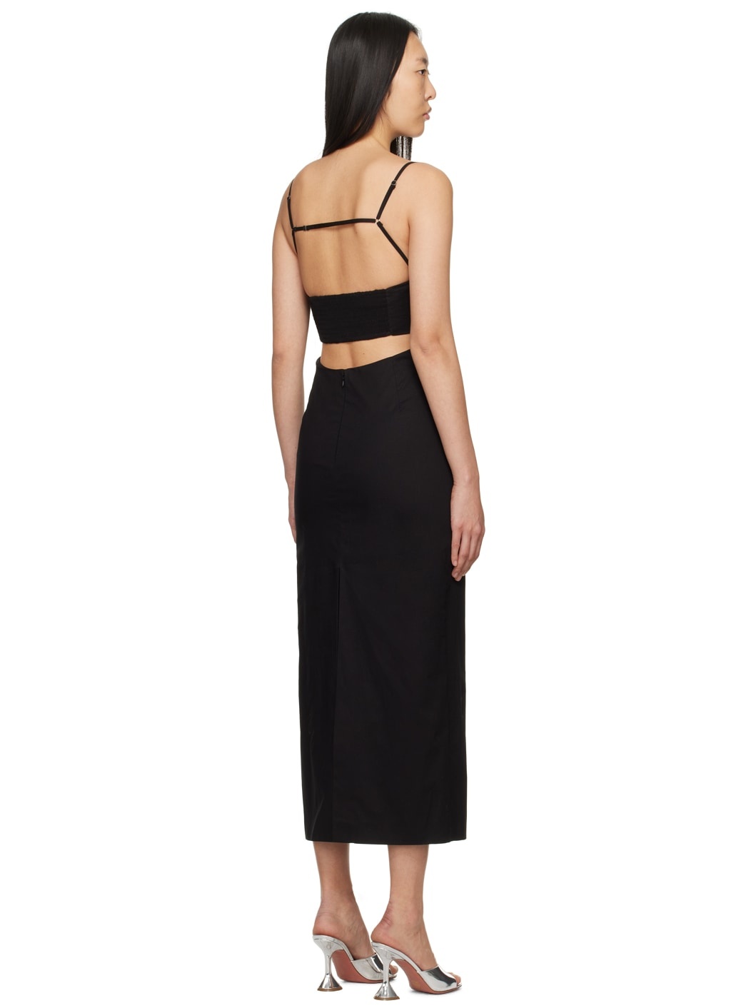 Black Shirring Maxi Dress - 3
