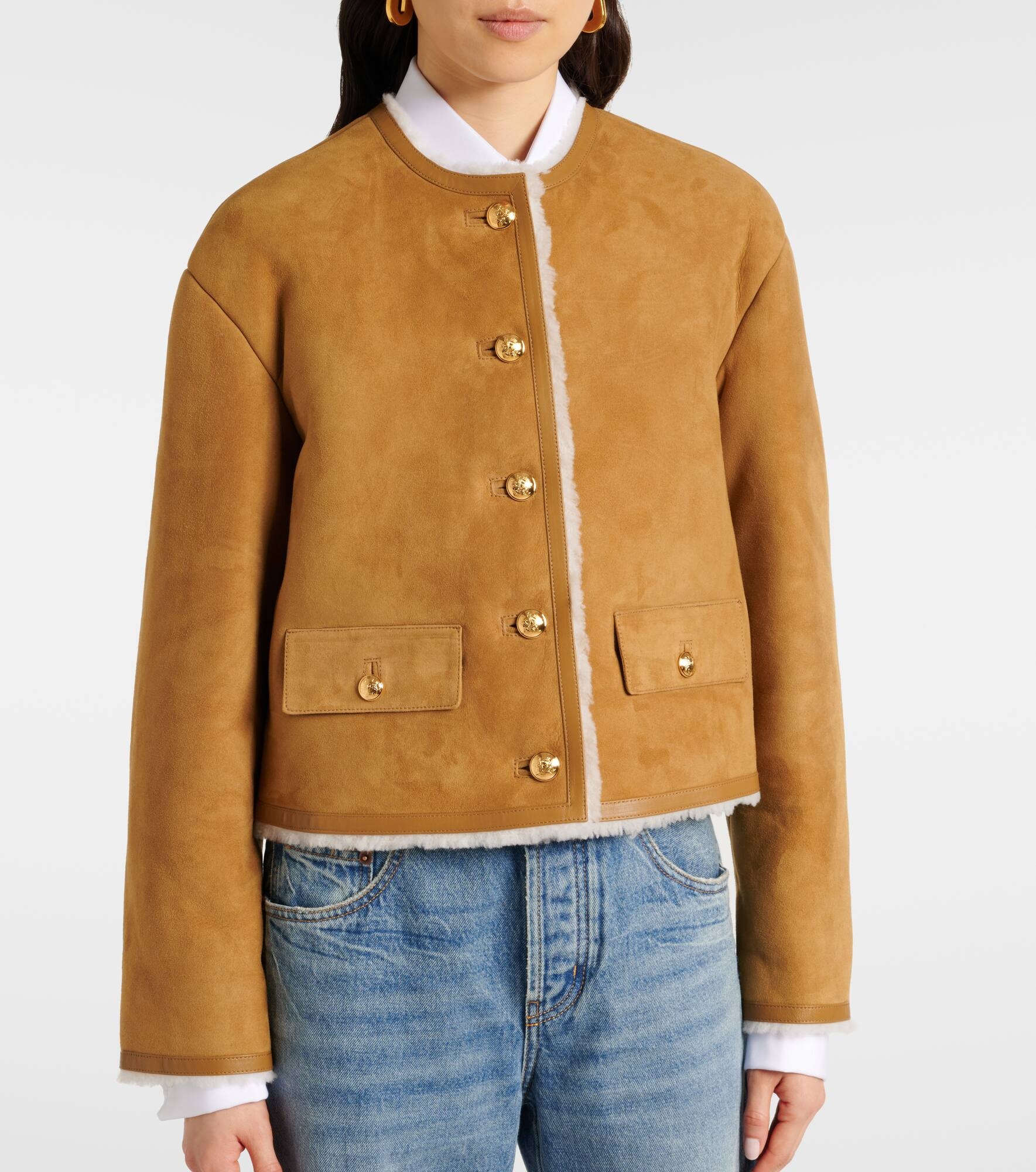 Zanie shearling-lined suede jacket - 4
