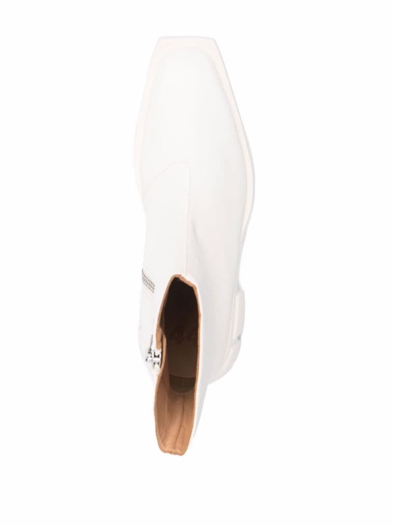 square-toe leather boots - 4