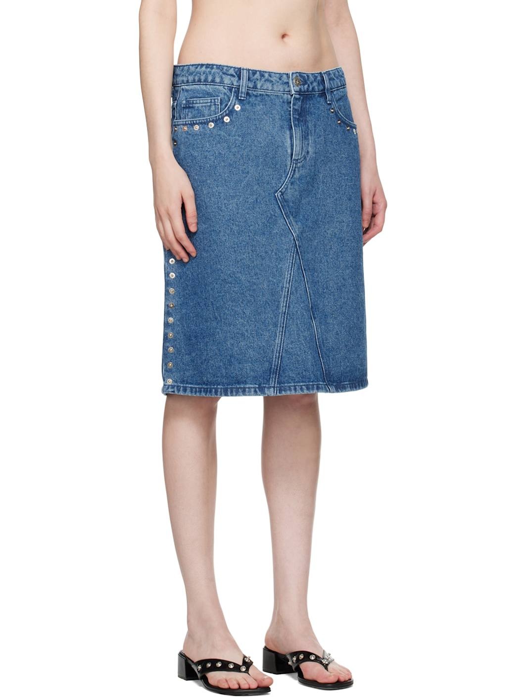 Blue Crowd Denim Midi Skirt - 2