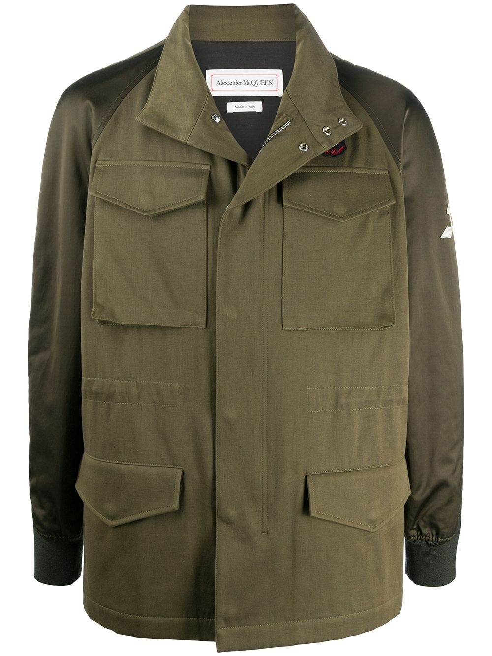 hooded logo patch military jacket - 1