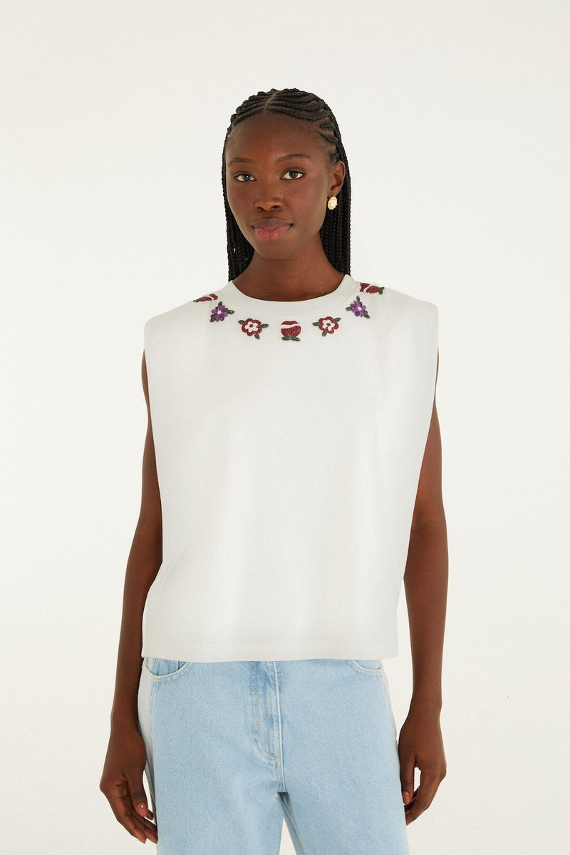 Off-White Beaded Flowers T-Shirt 4