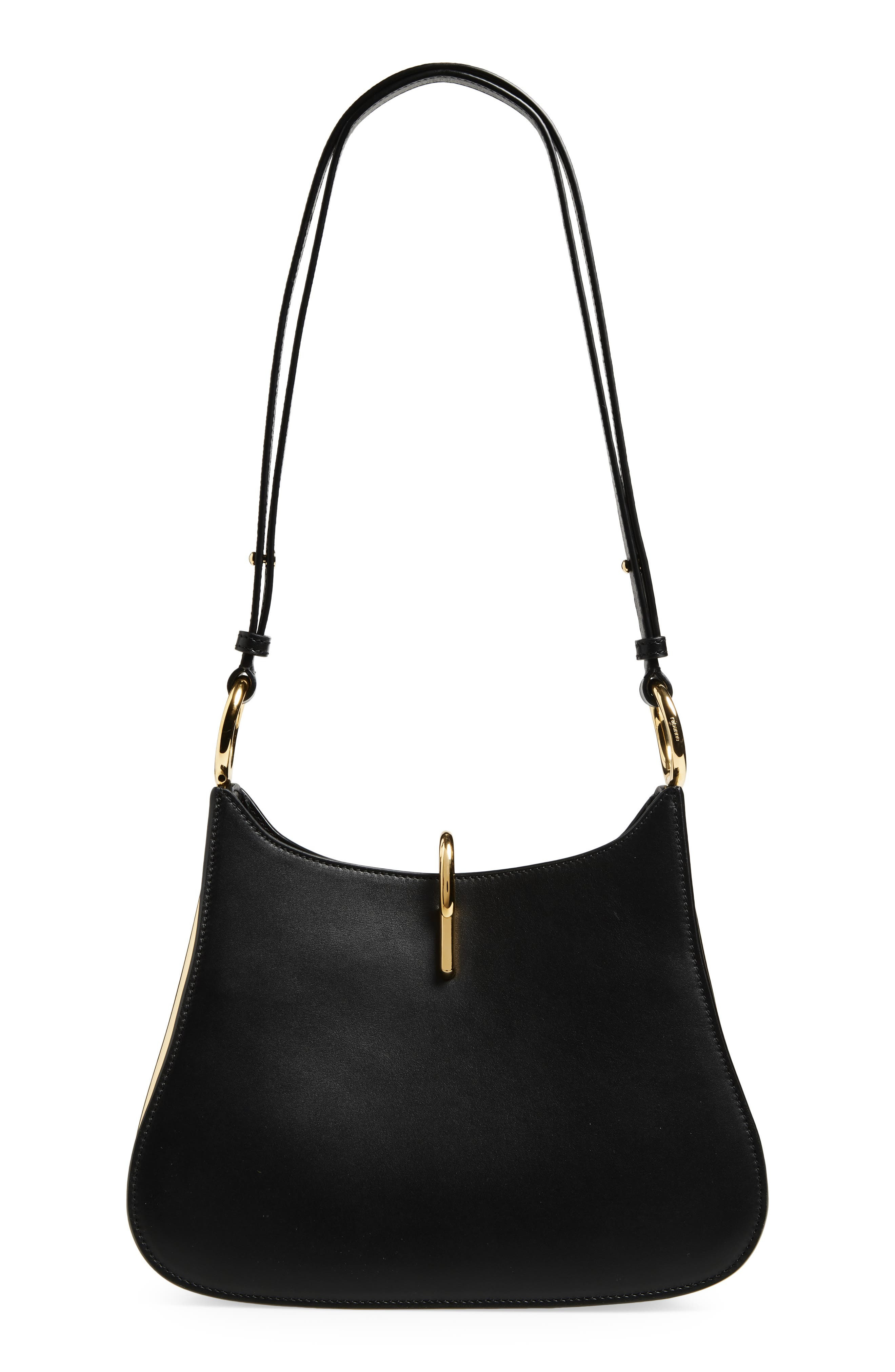 Rabanne The Medium Ring Leather Shoulder Bag in Black /Gold at Nordstrom - 3