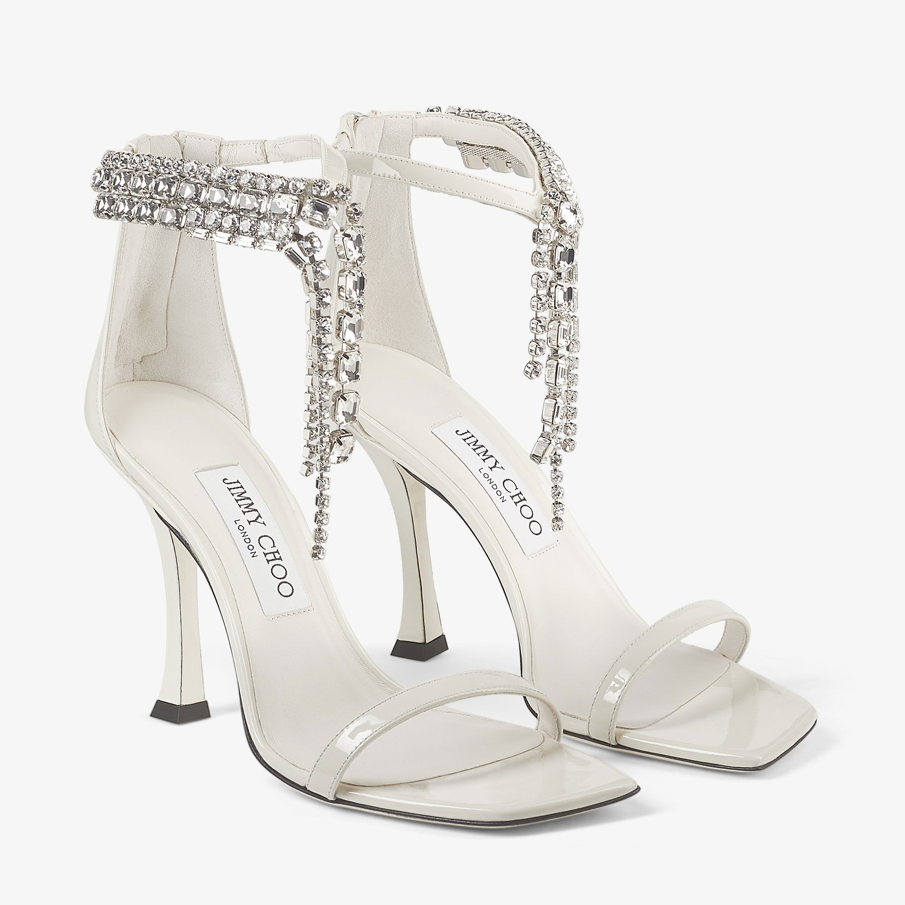 Verity Sandal 100
Latte Patent Leather Crystal Sandals - 2