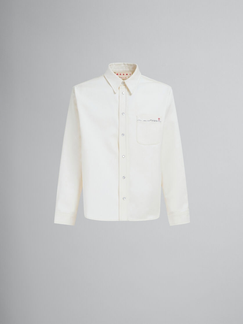WHITE DRILL SHIRT WITH MARNI MENDING - 1