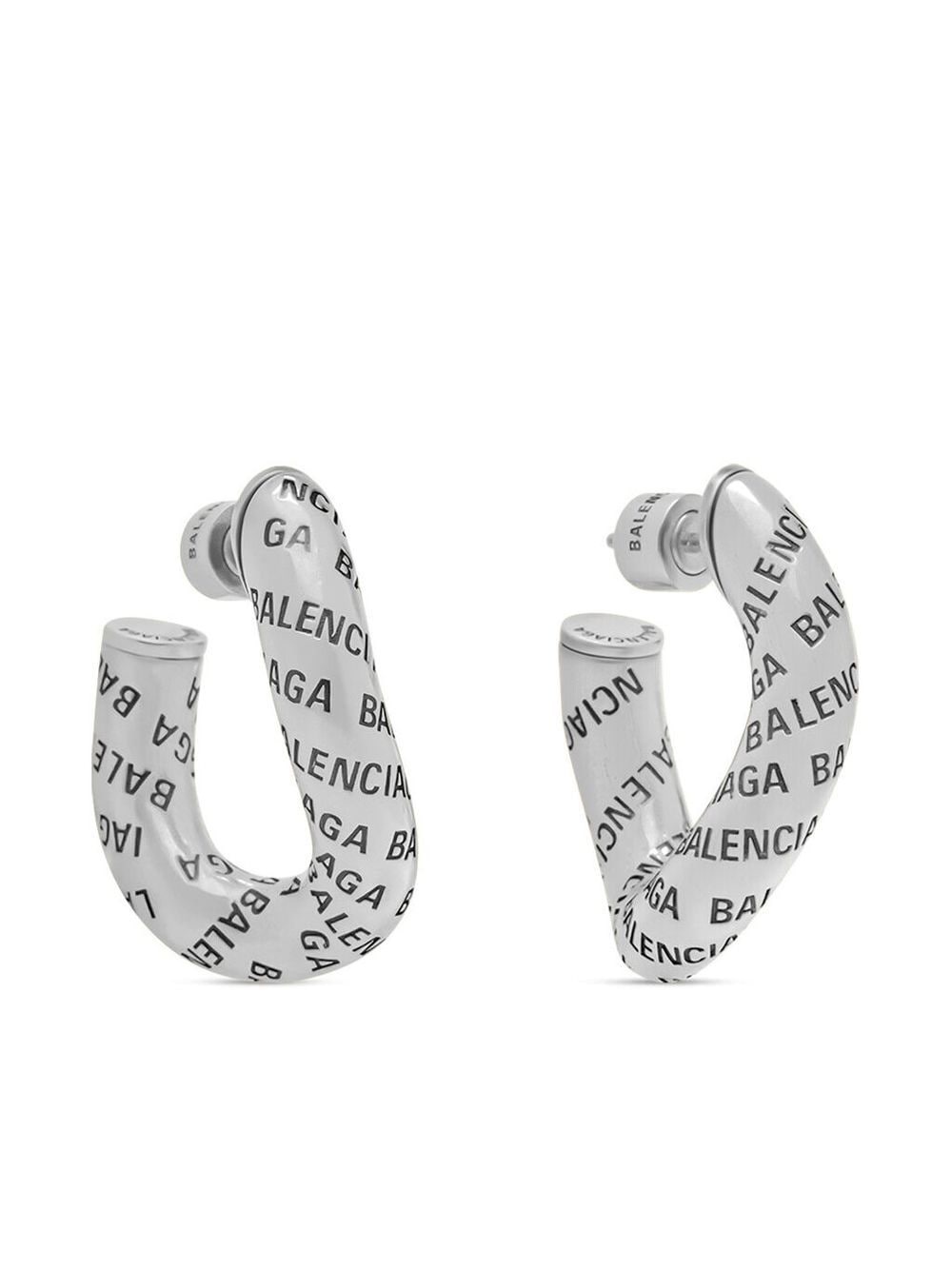 logo-print hoop earrings - 2