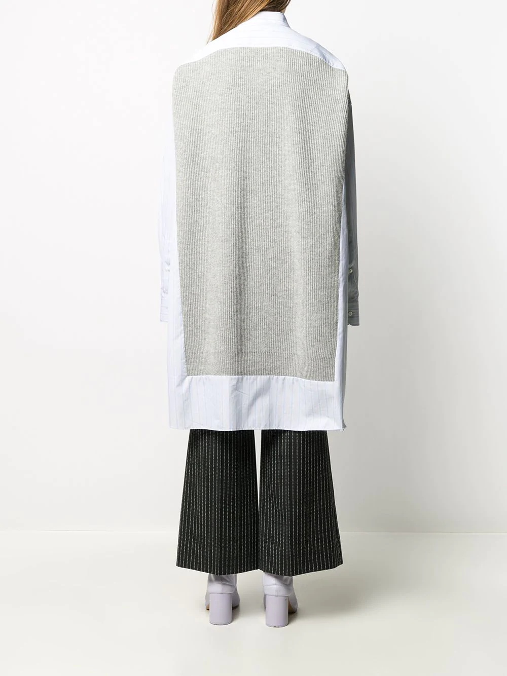 oversized shirt with knit front - 4