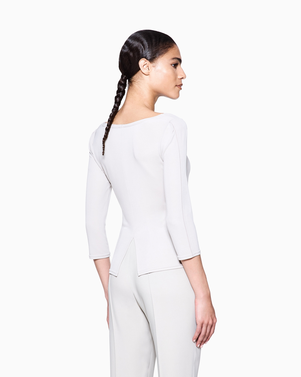 VISCOSE JERSEY JUMPER WITH AN ASYMMETRIC NECKLINE - 3