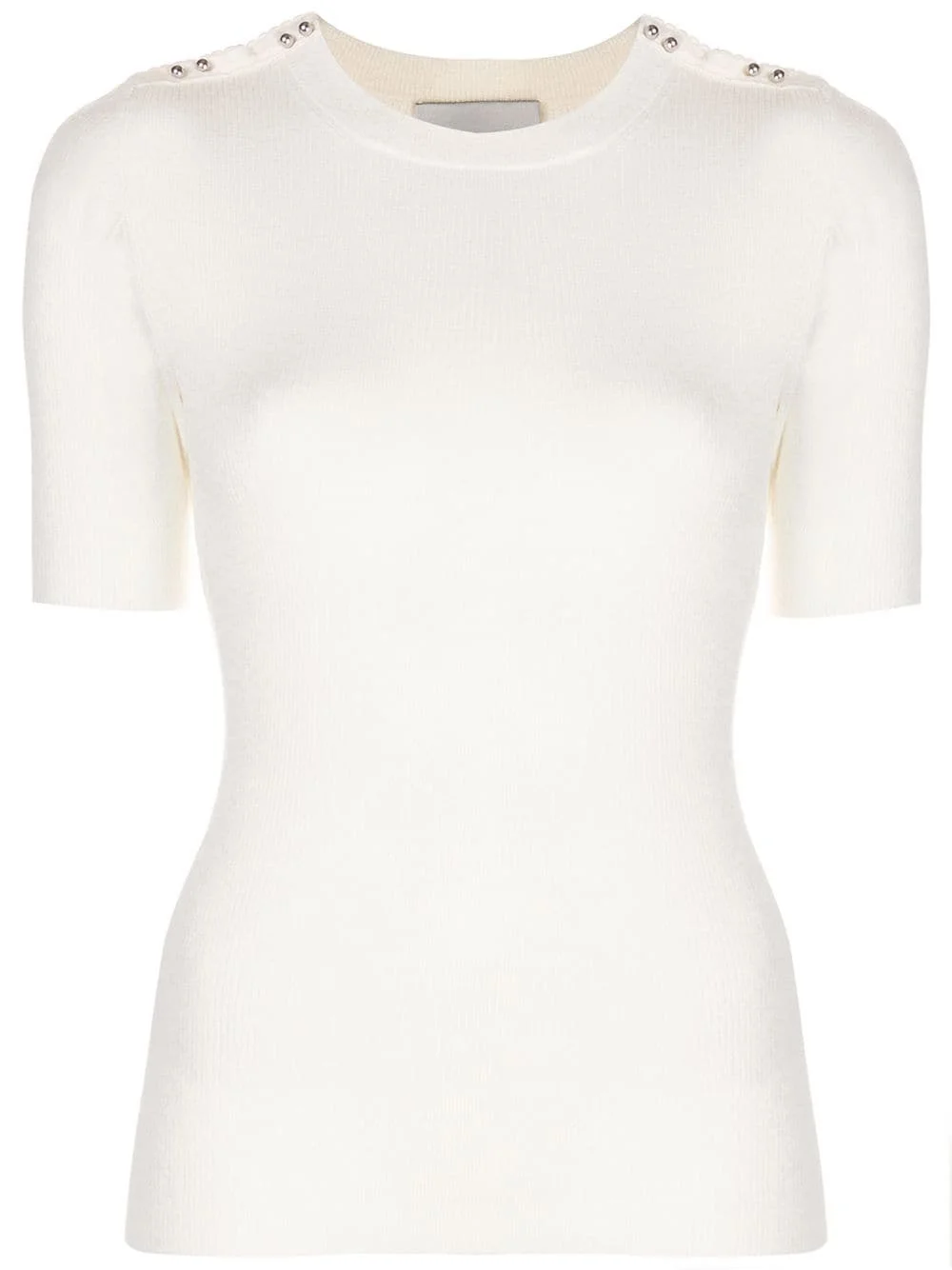 button-detail ribbed T-shirt - 1