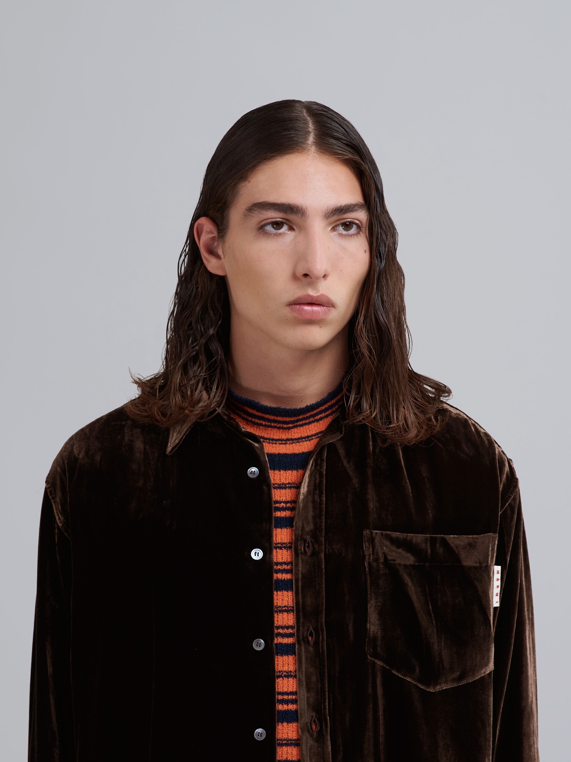 CRINKLED-EFFECT FLUID VELVET SHIRT - 4