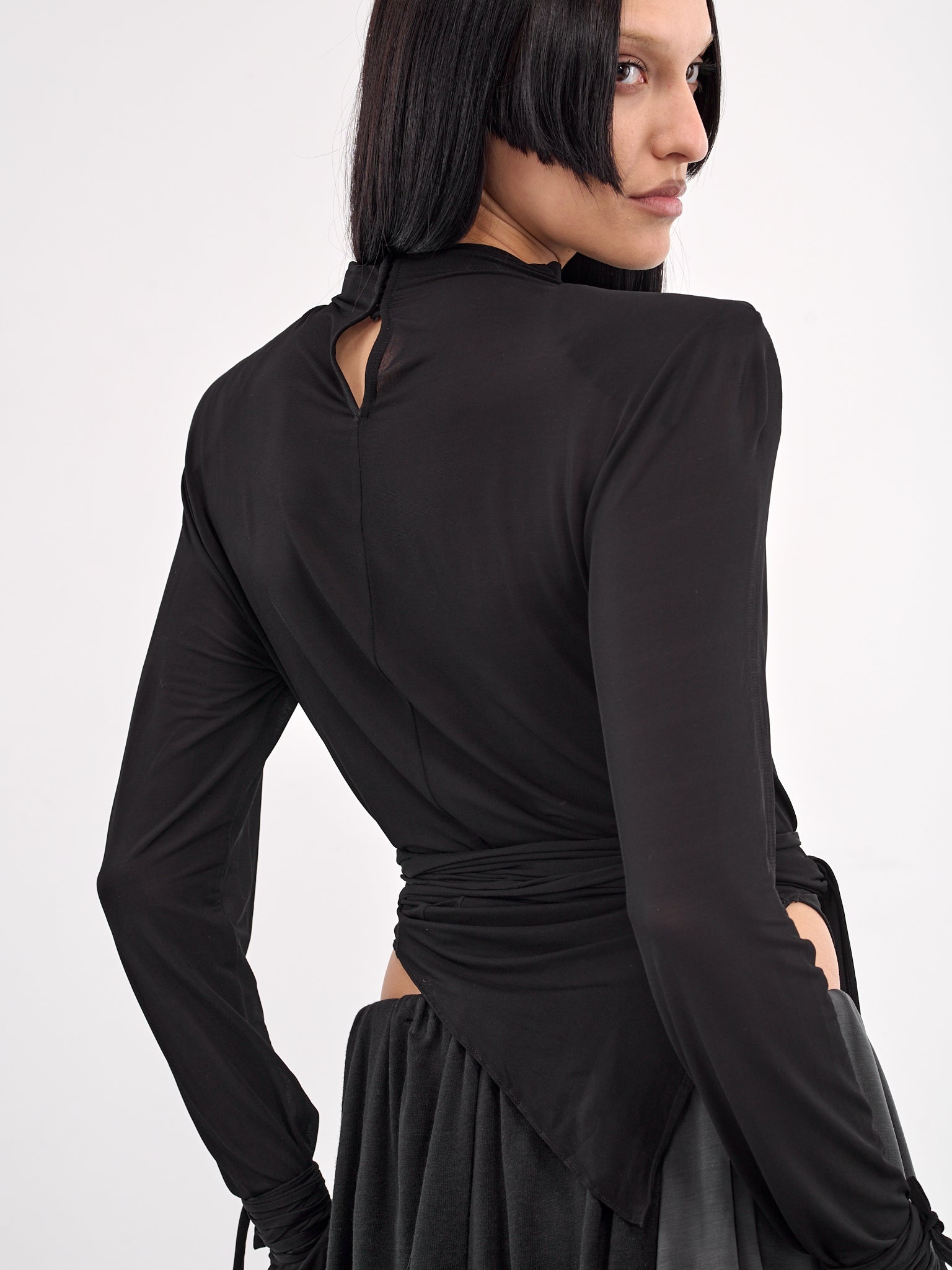 Draped Structured Shoulder Blouse - 5