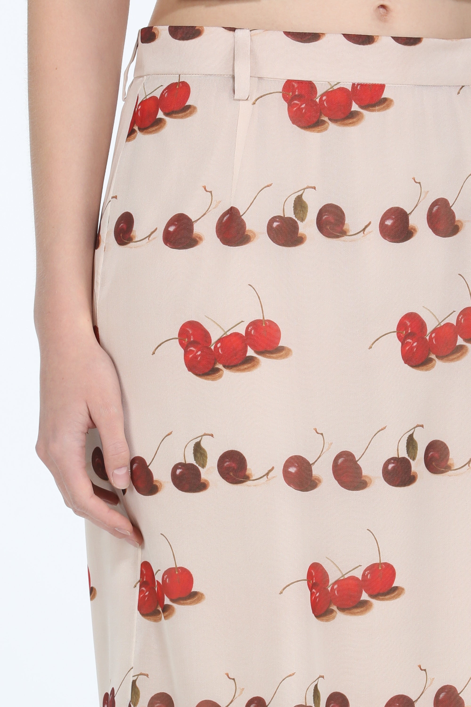 CHERRY-PRINT SILK MIDI SKIRT - 5