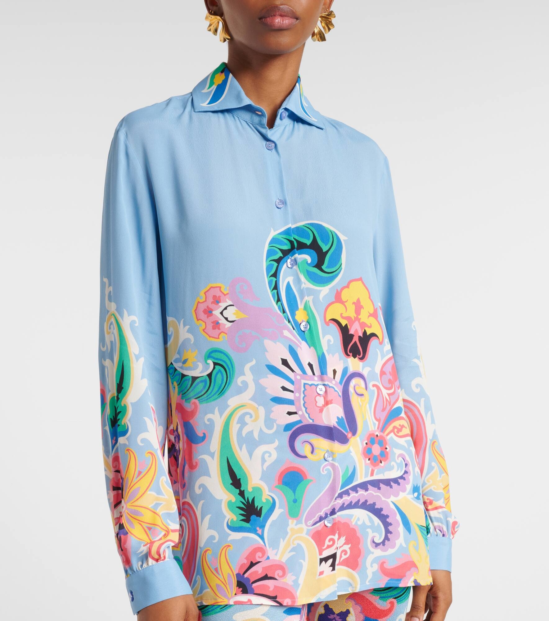 Printed satin shirt - 6