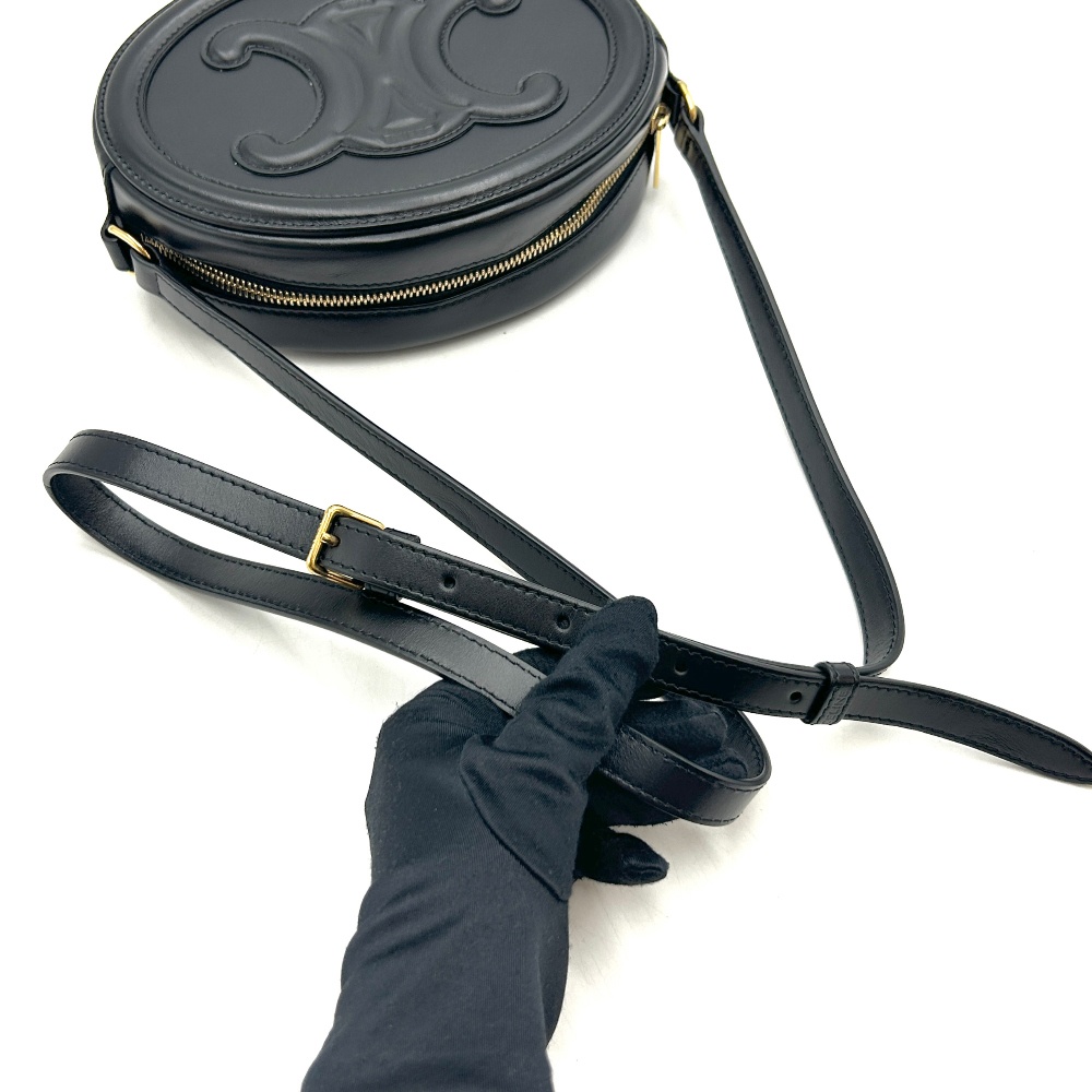 Celine Black Quilt Triomphe Oval Bag Large - 9