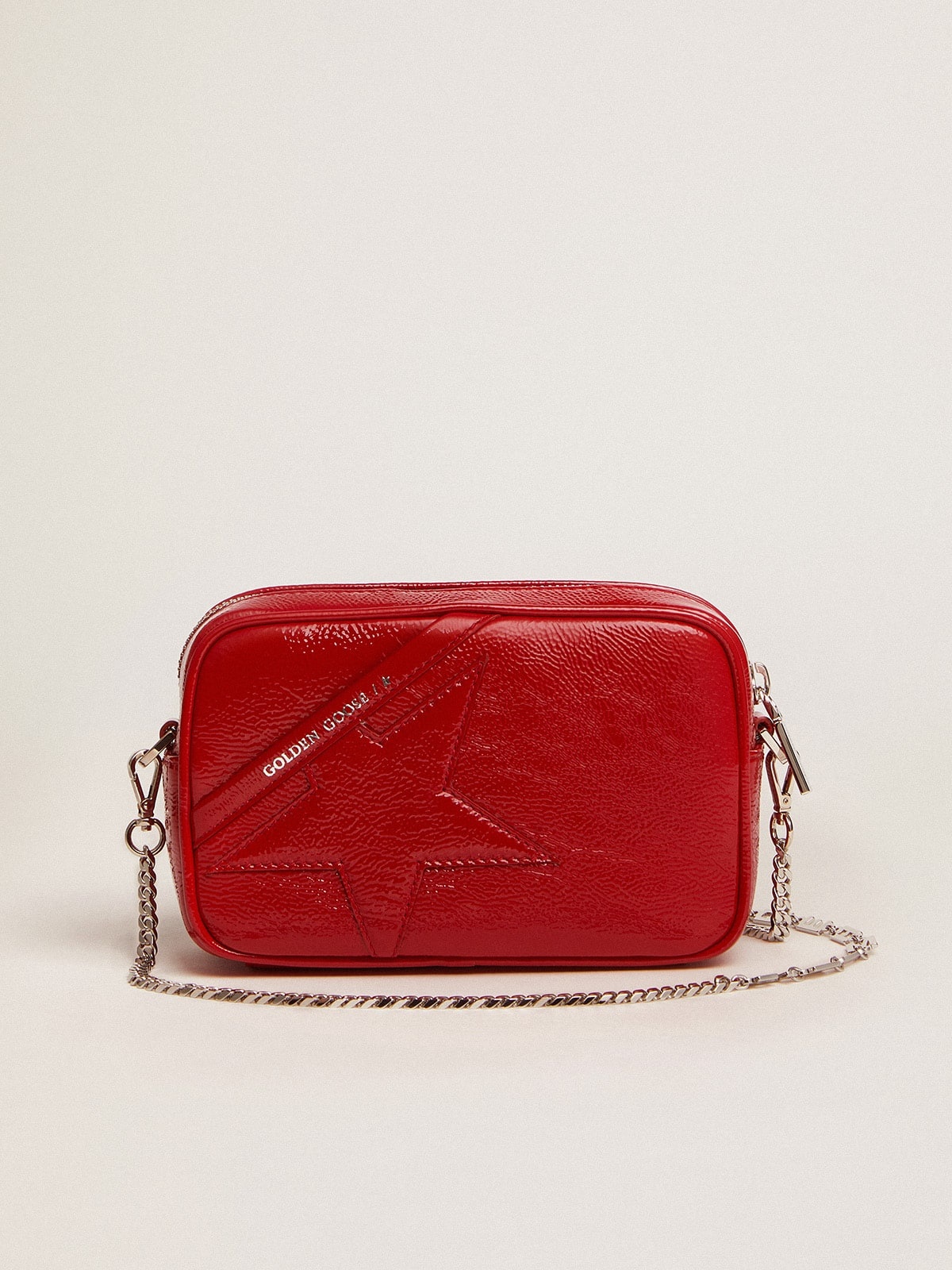 Women's Mini Star Bag in red painted leather with tone-on-tone star - 1