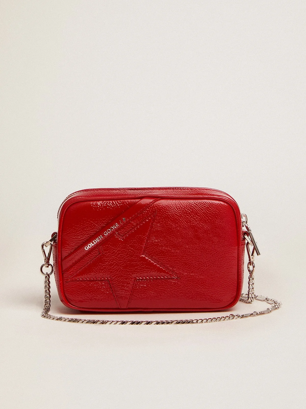 Women's Mini Star Bag in red painted leather with tone-on-tone star - 1